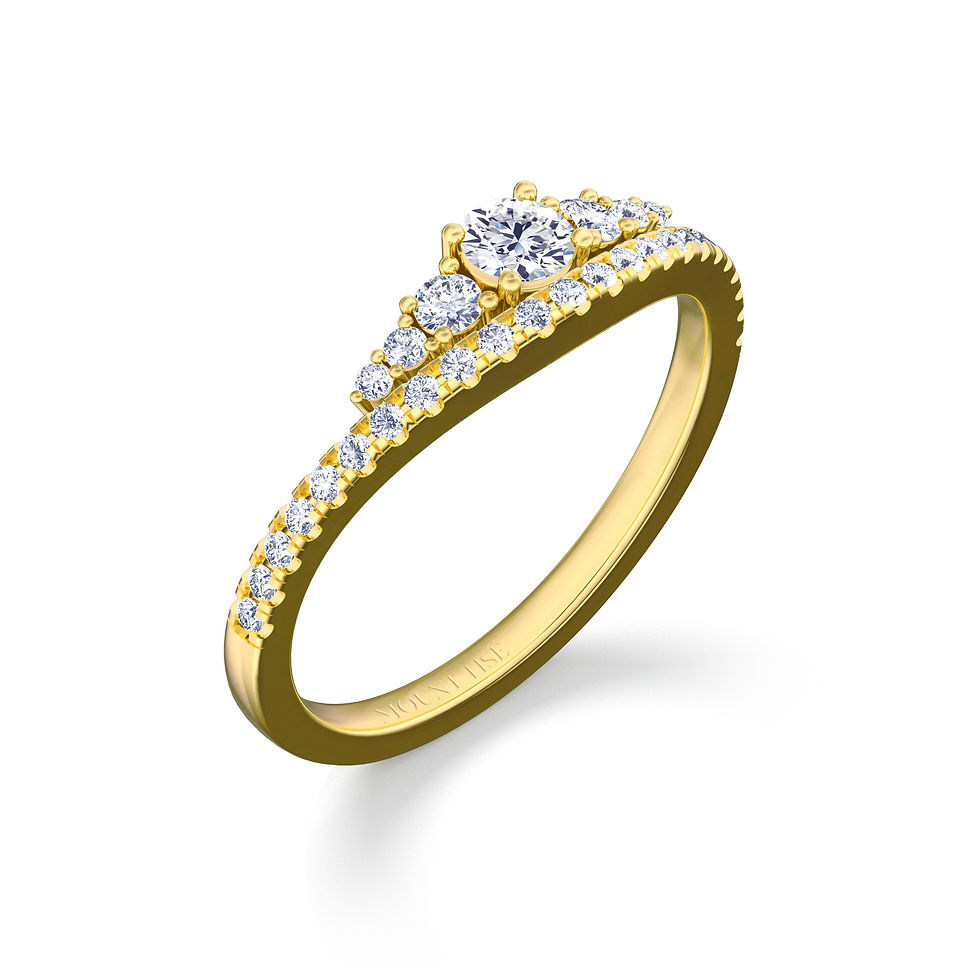 Thumbnail: Voie Lactée |Graceful Princess Style Crown Engagement Diamond Ring|Yellow Gold