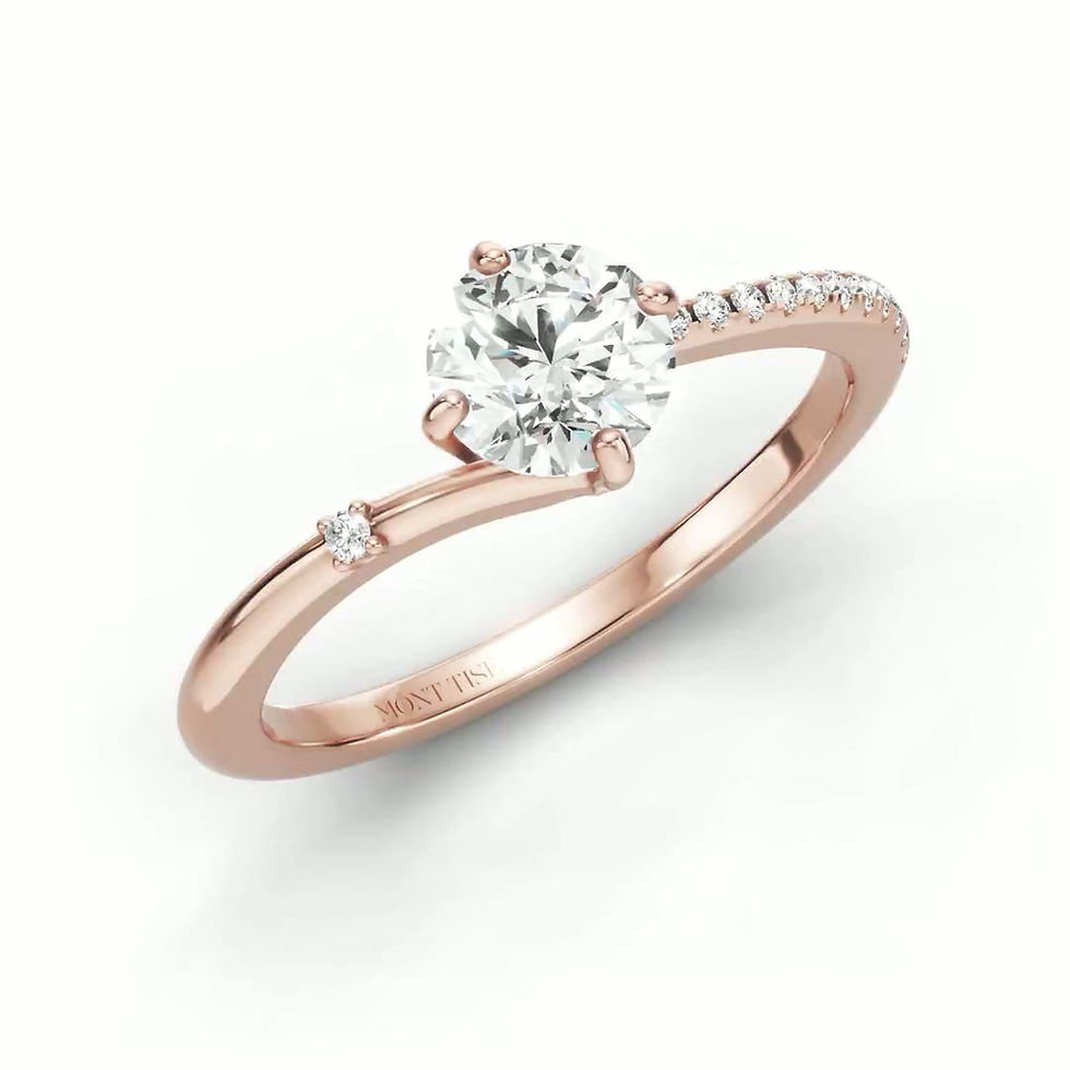 Thumbnail: Affection | Half Pavé Twist Shank Four-prong Diamond Engagement Ring
