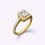 Thumbnail: Elegent Pavé Halo Princess Diamond Engagement Ring | 18K Yellow Gold