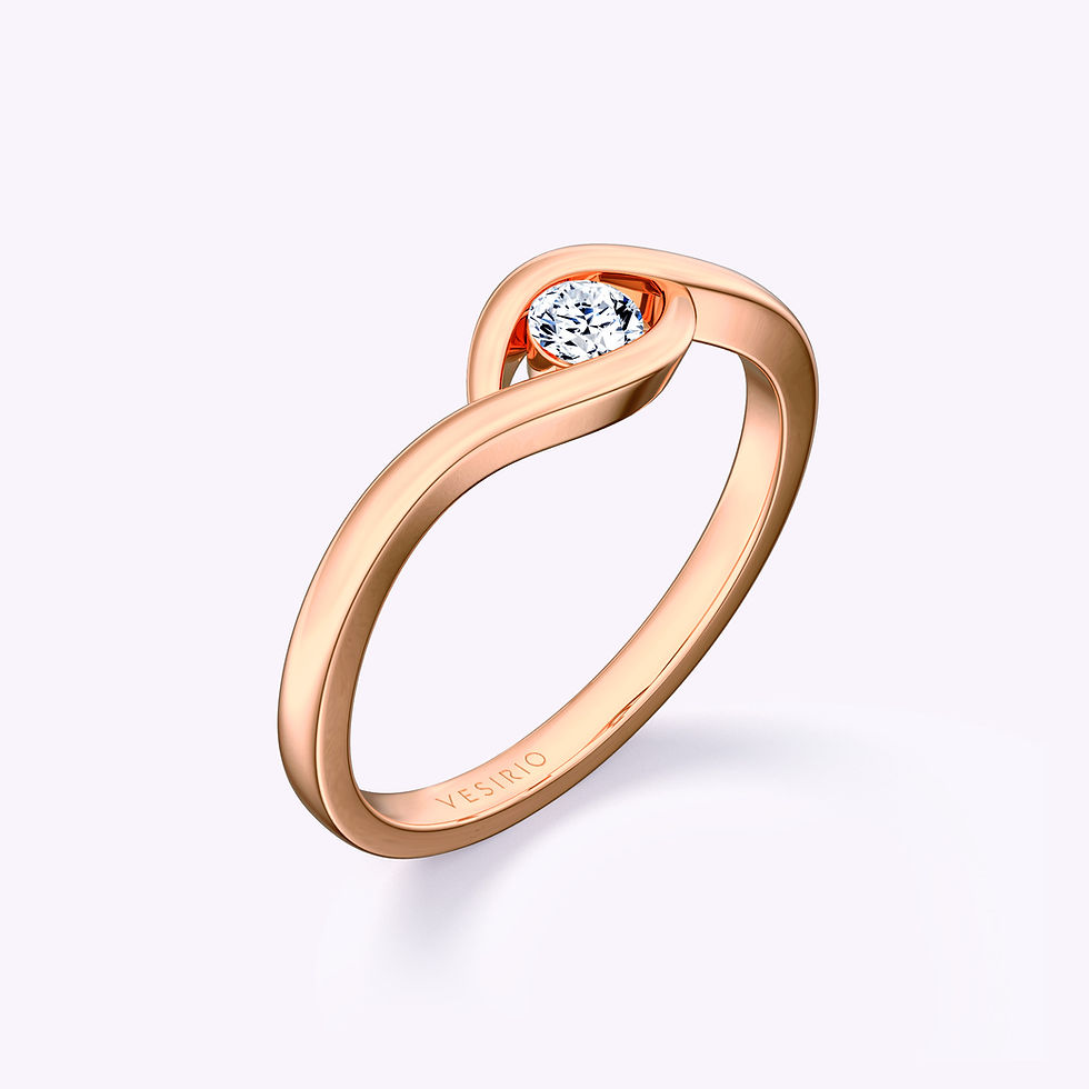 Modern Twisted-Shank Evil Eye Tension Engagement Ring | 18K Rose Gold