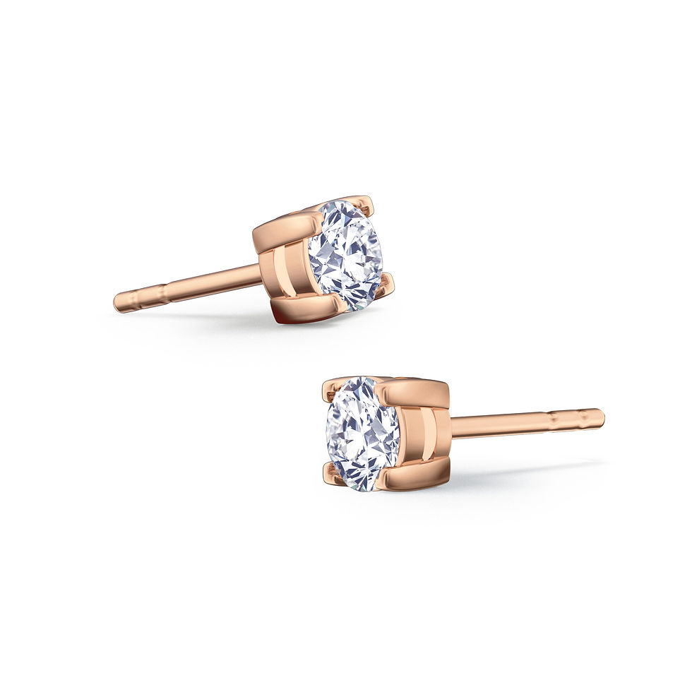 Thumbnail: Simple Daily 4-Prong Radiant Cut Diamond Stud Earrings|18K Rose Gold