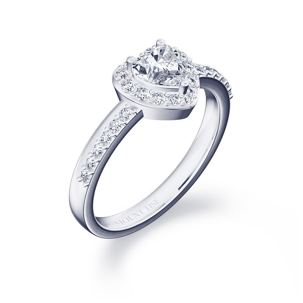 Thumbnail: Valse Viennoise Deluxe Halo Heart Shaped Engagement Diamond Ring WG