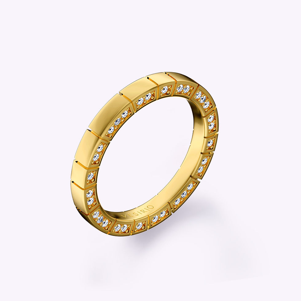 Simple Niche Cube Wedding Diamond Ring | 18K Yellow Gold