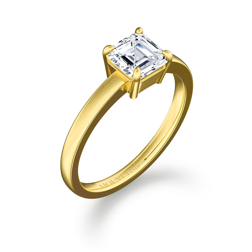 Thumbnail: Lumière Collection|Twining Vine Shank 4-Prong Asscher Cut Diamond Ring