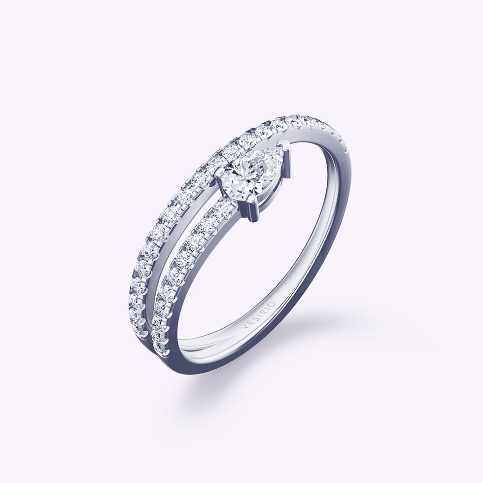 Split Shank Pavé Teardrop Engagement Diamond Ring|18K White Gold | Platinum