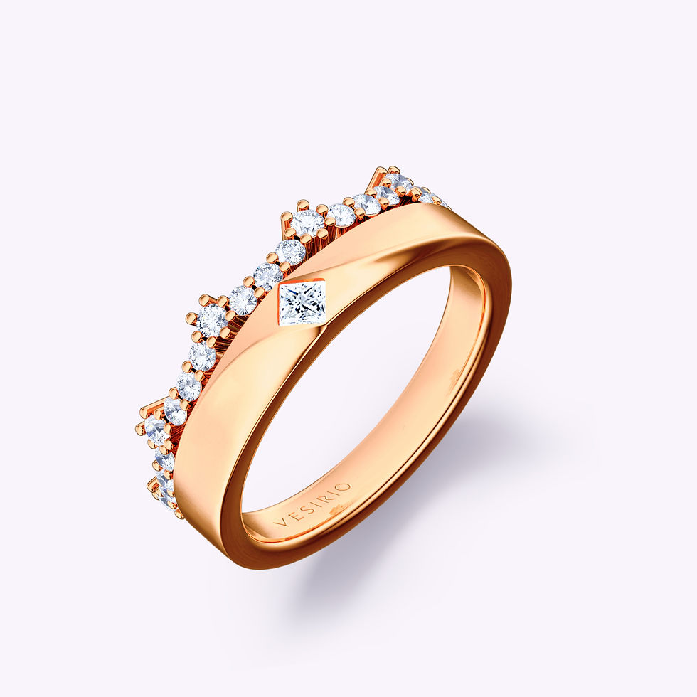 Elegant Unique Princess Cut Wedding Diamond Ring | 18K Rose Gold