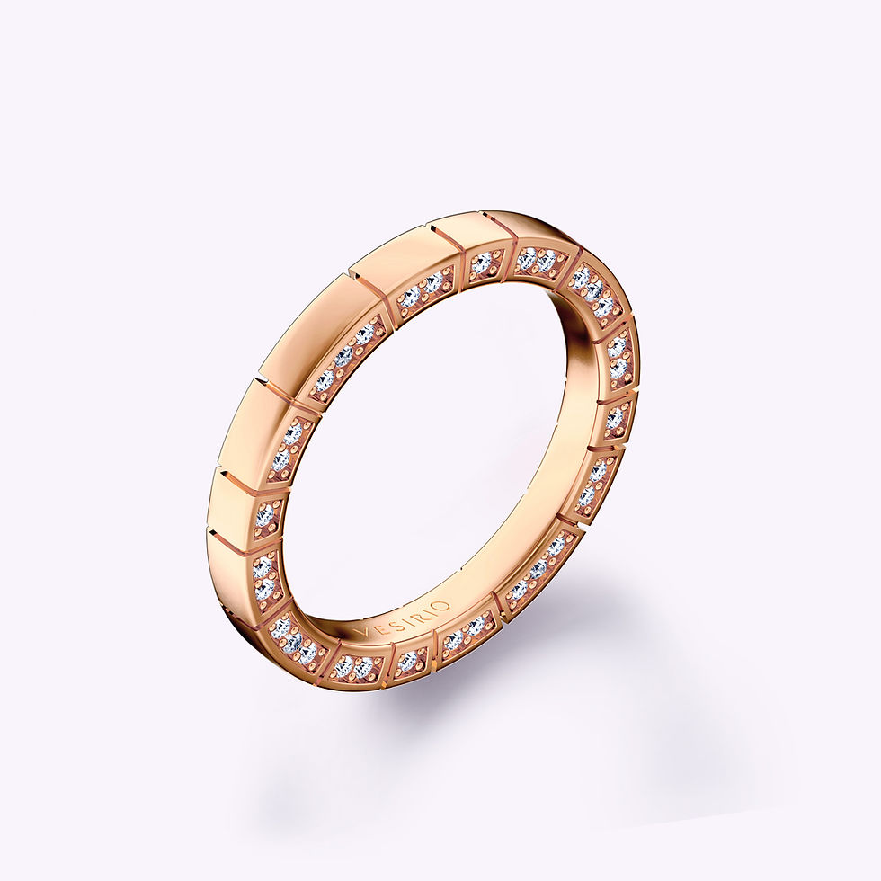 Simple Niche Cube Wedding Diamond Ring | 18K Rose Gold