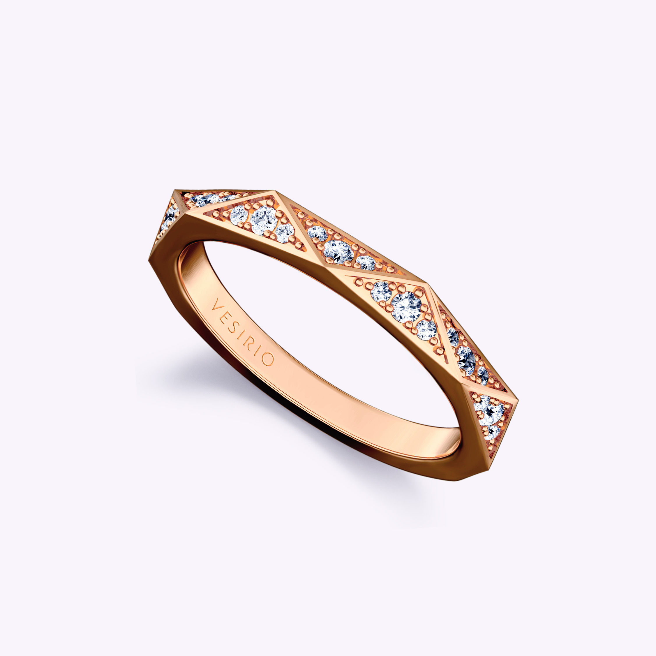 Stylish Geometric Facets Wedding Ring | 18K Rose Gold