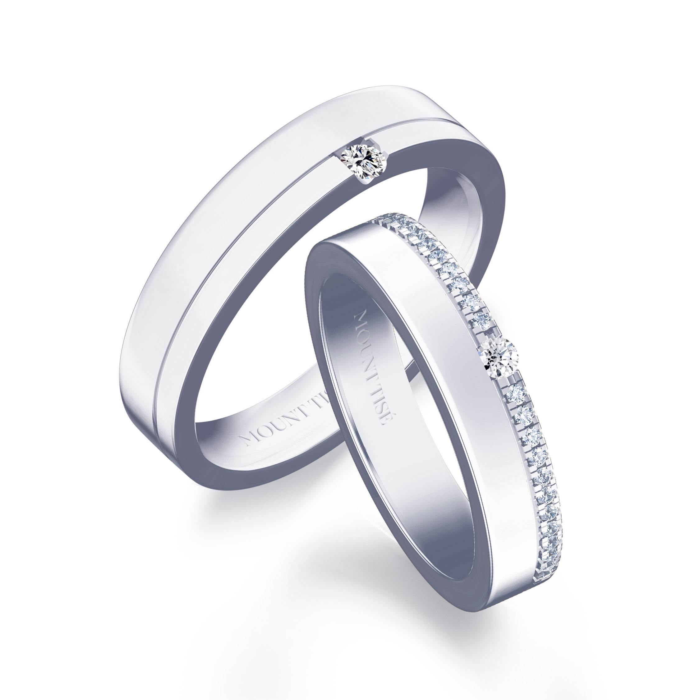 Couple Ring· BrightVow| Simple Pave Wedding Diamond Ring
