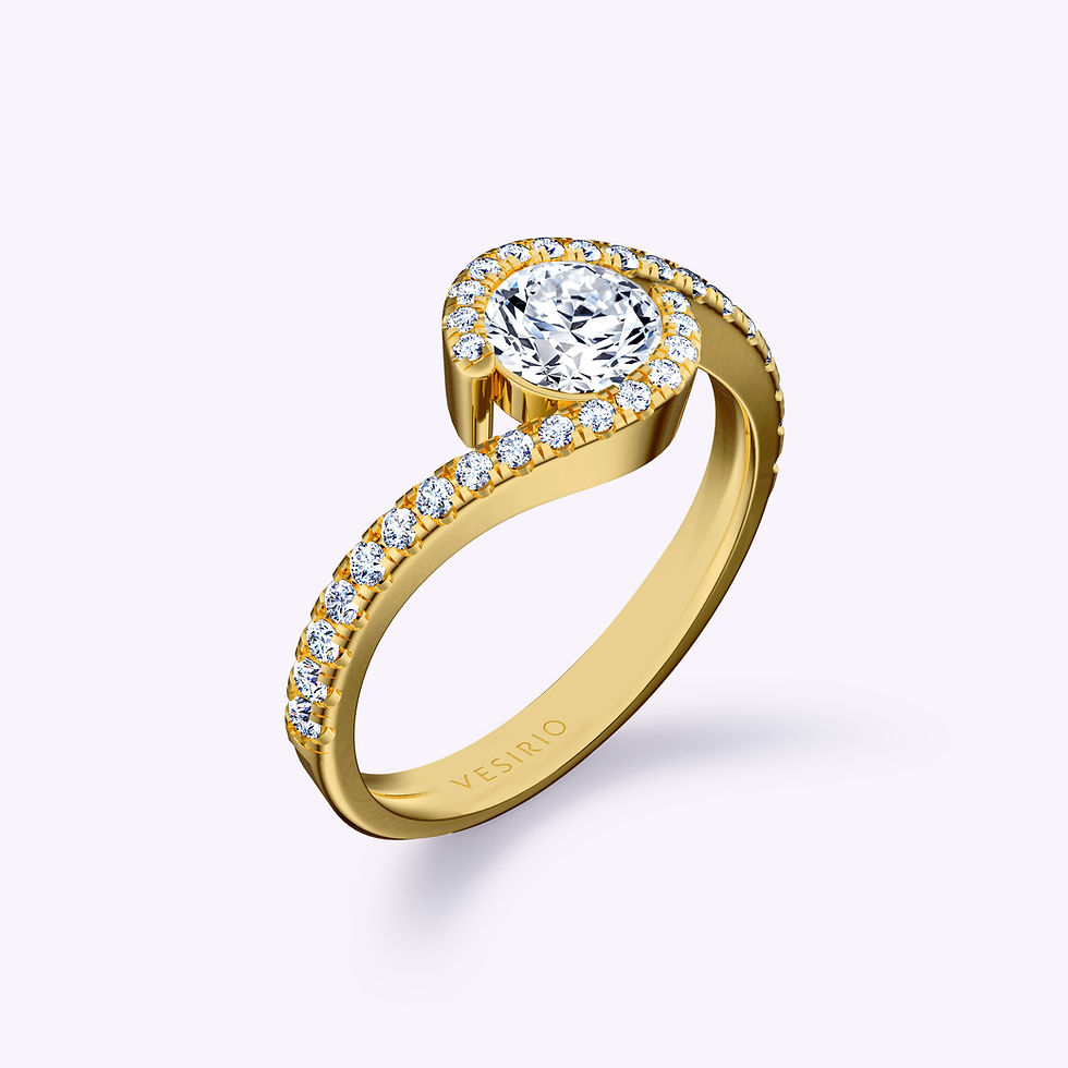 Elegant Twisted-Shank Pavé Round Engagement Ring | 18K Yellow Gold