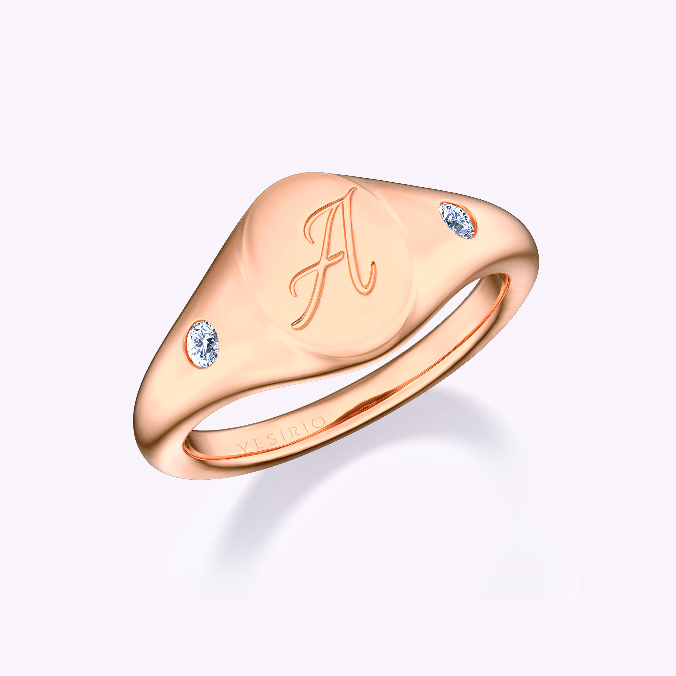 Simple Minimalist Initial A Fashion Diamond Ring | 18K Rose Gold
