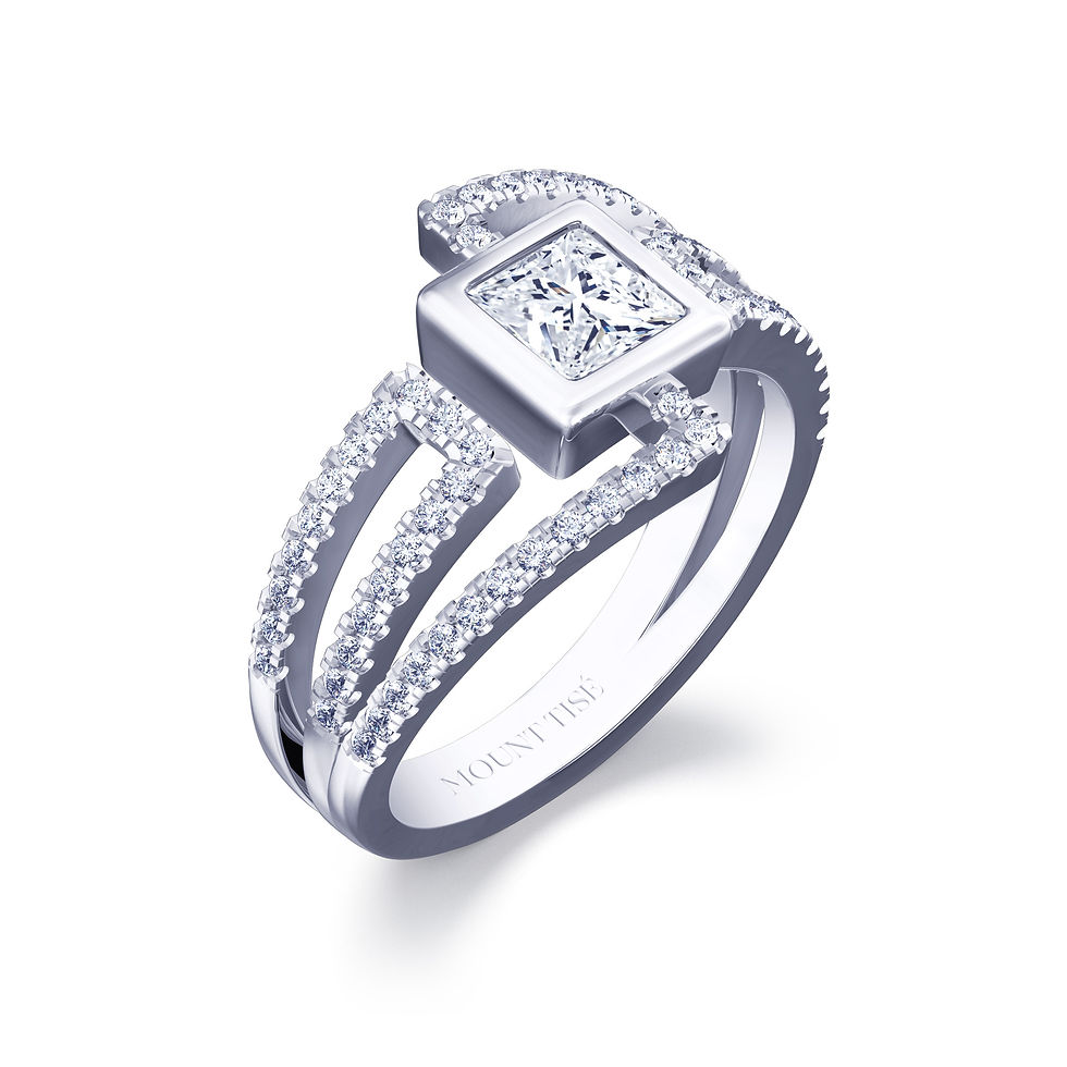 Thumbnail: Vallée des Rêves |Unique Modern Bezel Set Princess Cut Diamond Ring