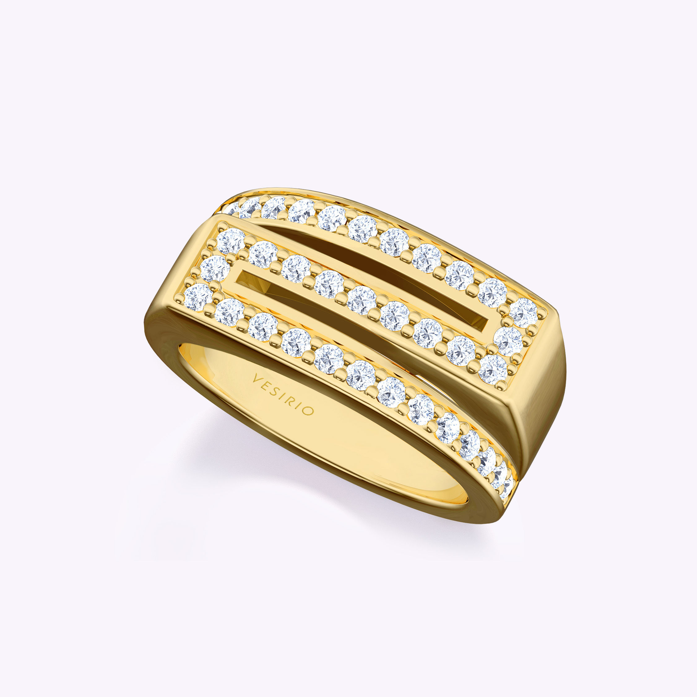 Zigzag Niche Pavé Men's Diamond Ring | 18K Yellow Gold