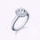 Deluxe Exquisite Halo 6-Prong Round Engagement Ring  | Platinum