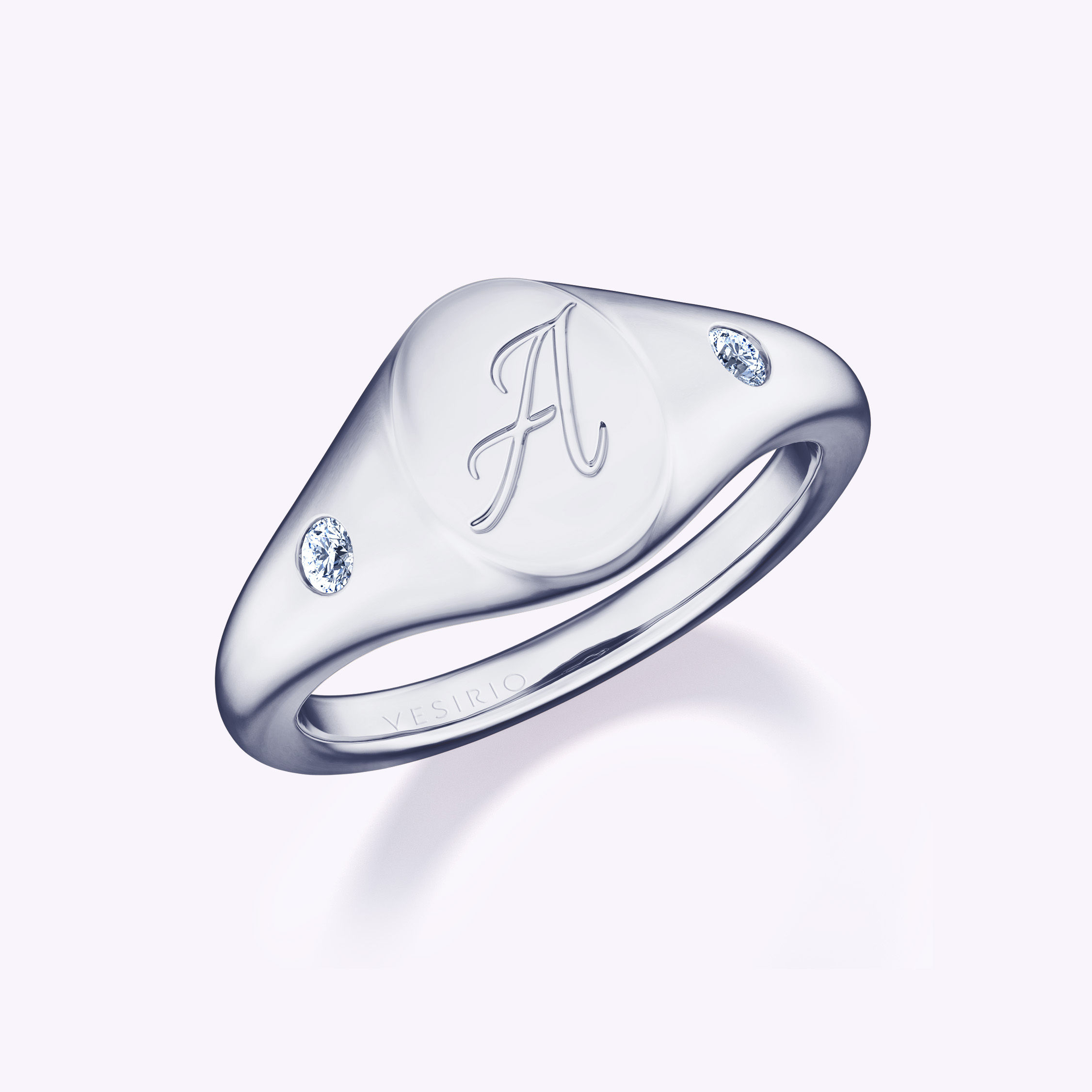 Simple Minimalist Initial A Fashion Diamond Ring| 18K White Gold | Platinum