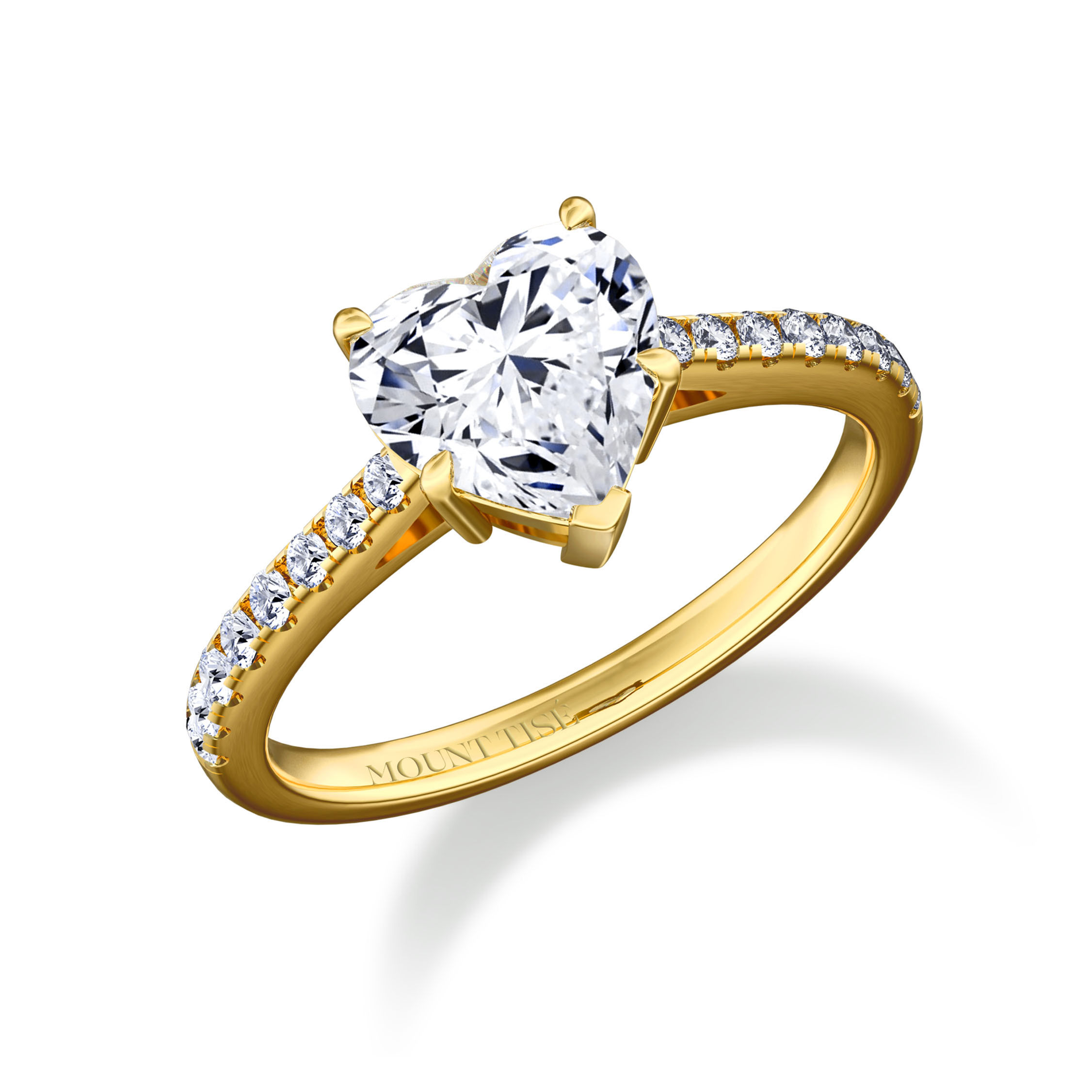 Lumière Collection|Simple Pave Band Heart Shaped Engagement Diamond Ring