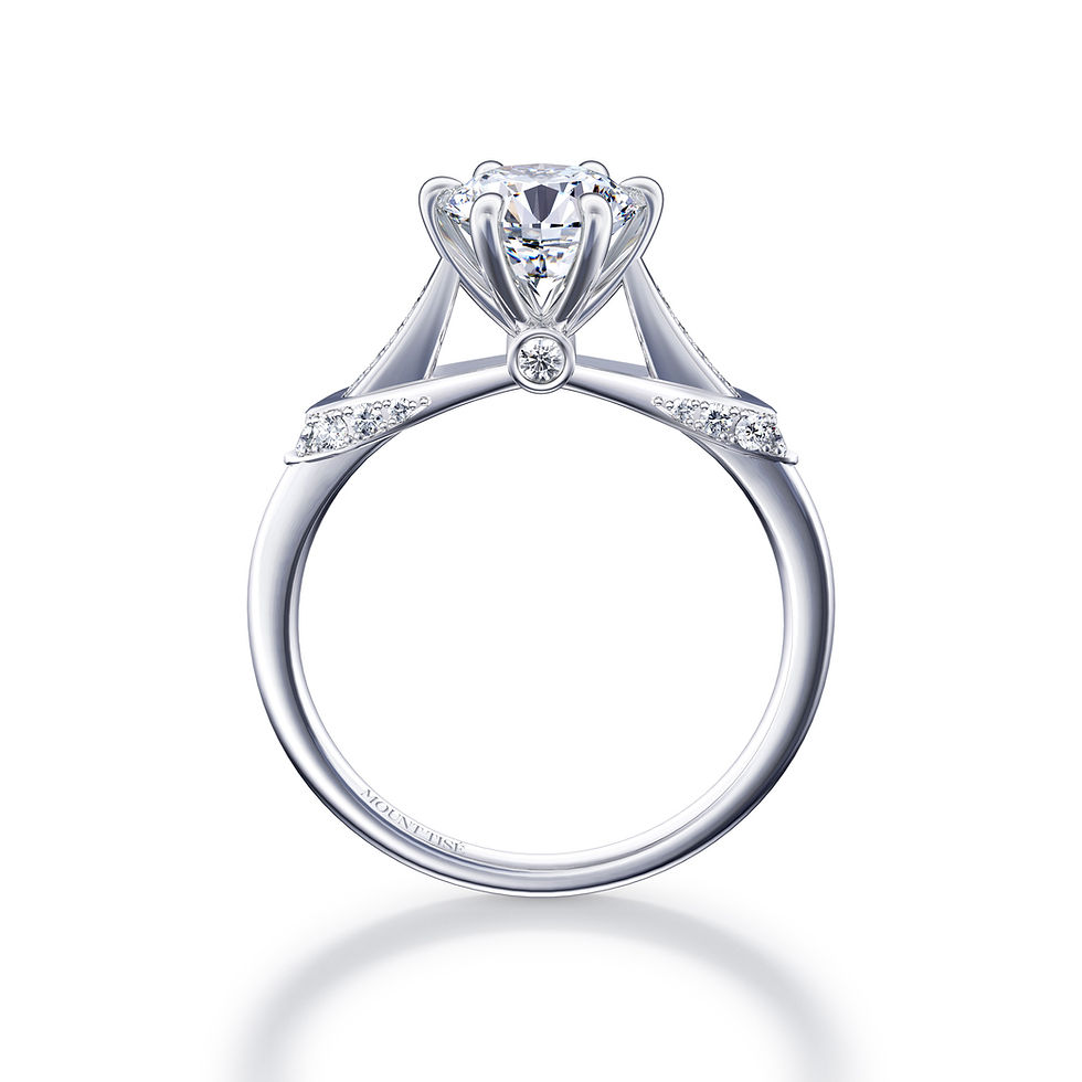 Thumbnail: Lumière Collection·Crownfeather|Dainty Pave Cathedral 6-Prong Diamond Ring