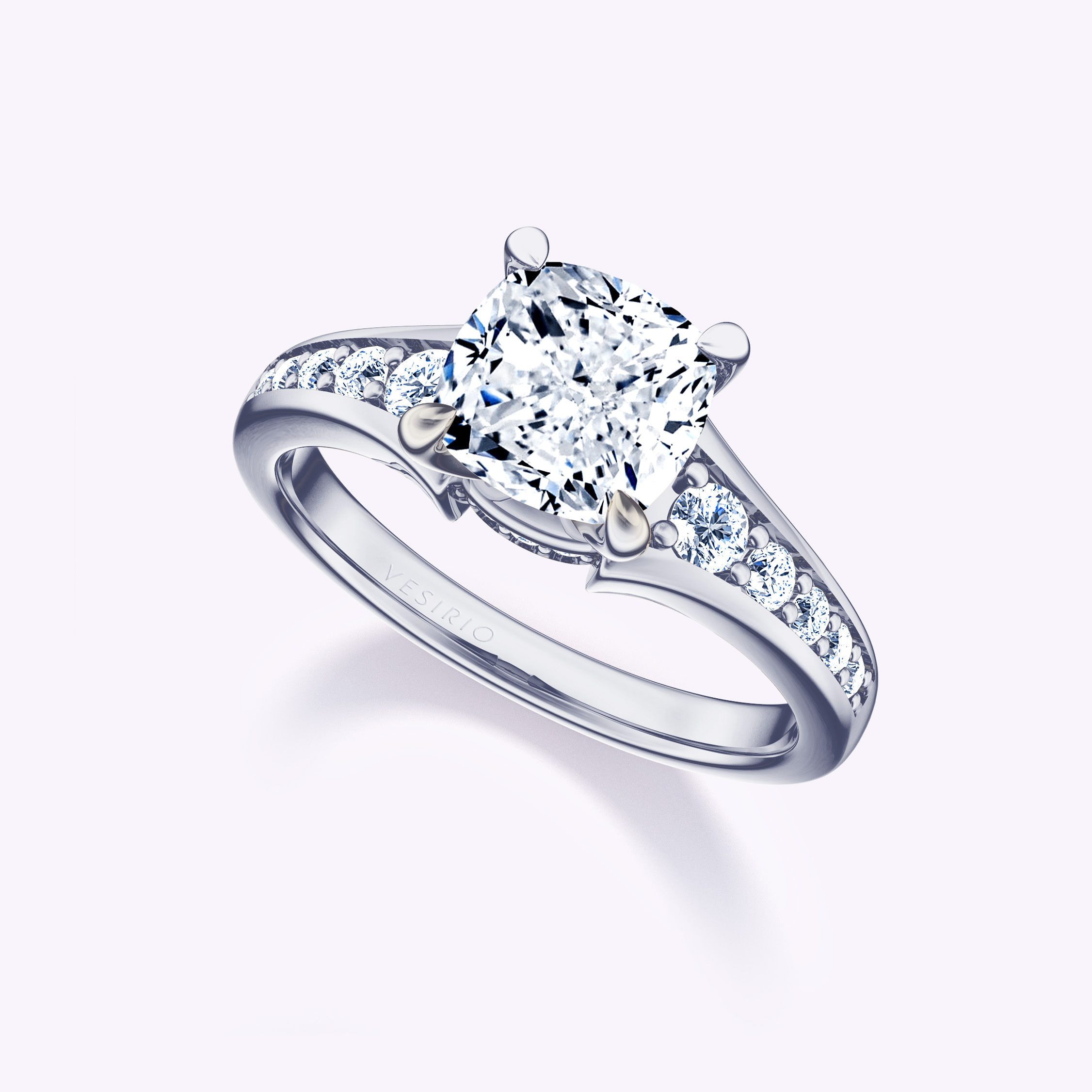 Chic Classic 4-Prong Cushion Engagement Ring|18K White Gold | Platinum