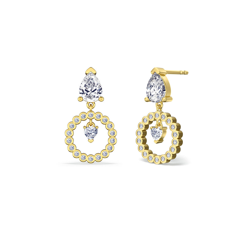 Thumbnail: Ornate Art Deco Teardrop Diamond Dangle Earrings|18K Yellow Gold