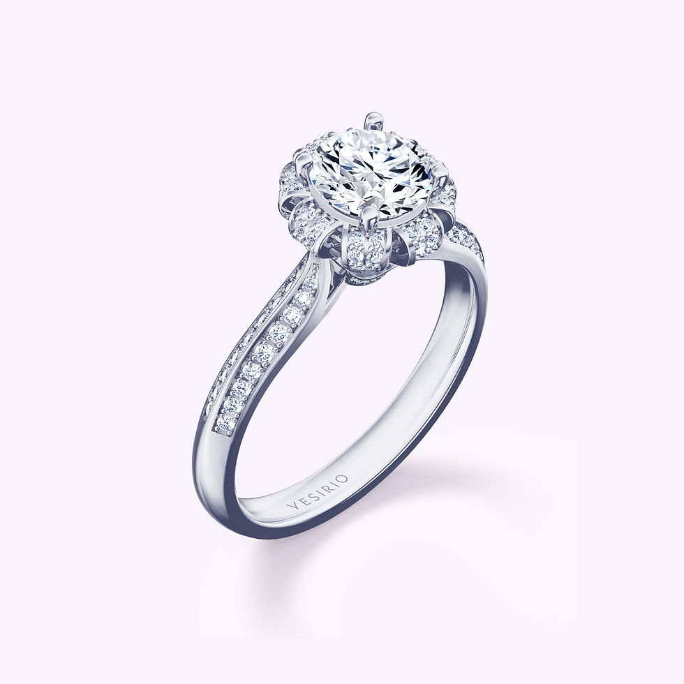 Exquisite Bouquet Pavé 4-Prong Round Engagement Ring | Platinum