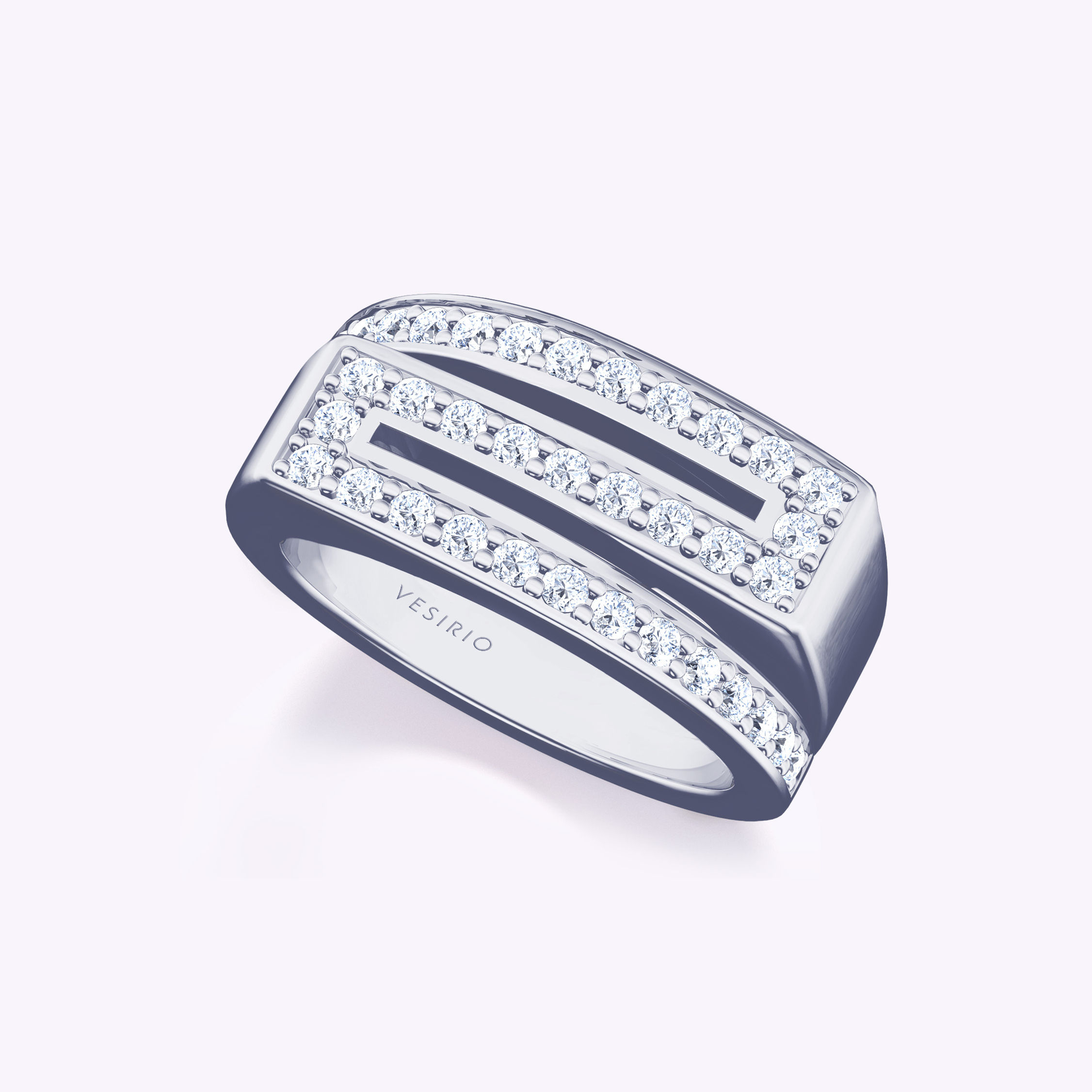 Zigzag Niche Pavé Men's Diamond Ring | 18K White Gold | Platinum