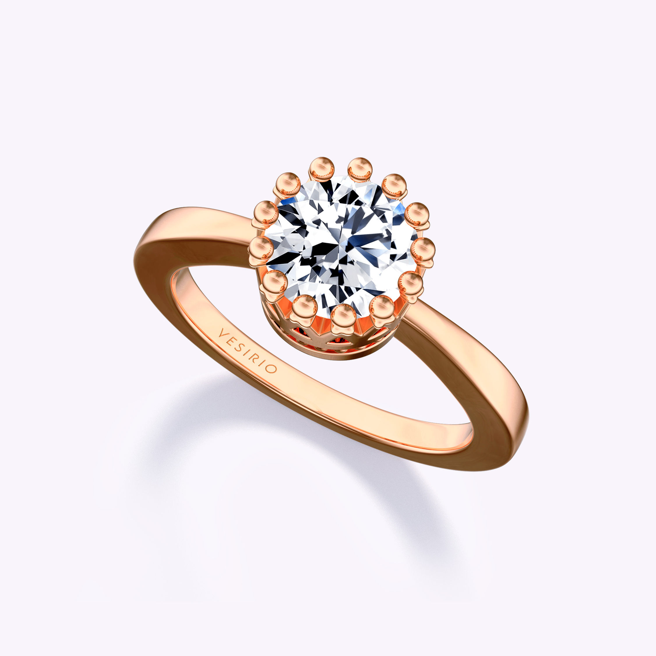 Simple Solitaire Chic Vintage Round Diamond Ring | 18K Rose Gold