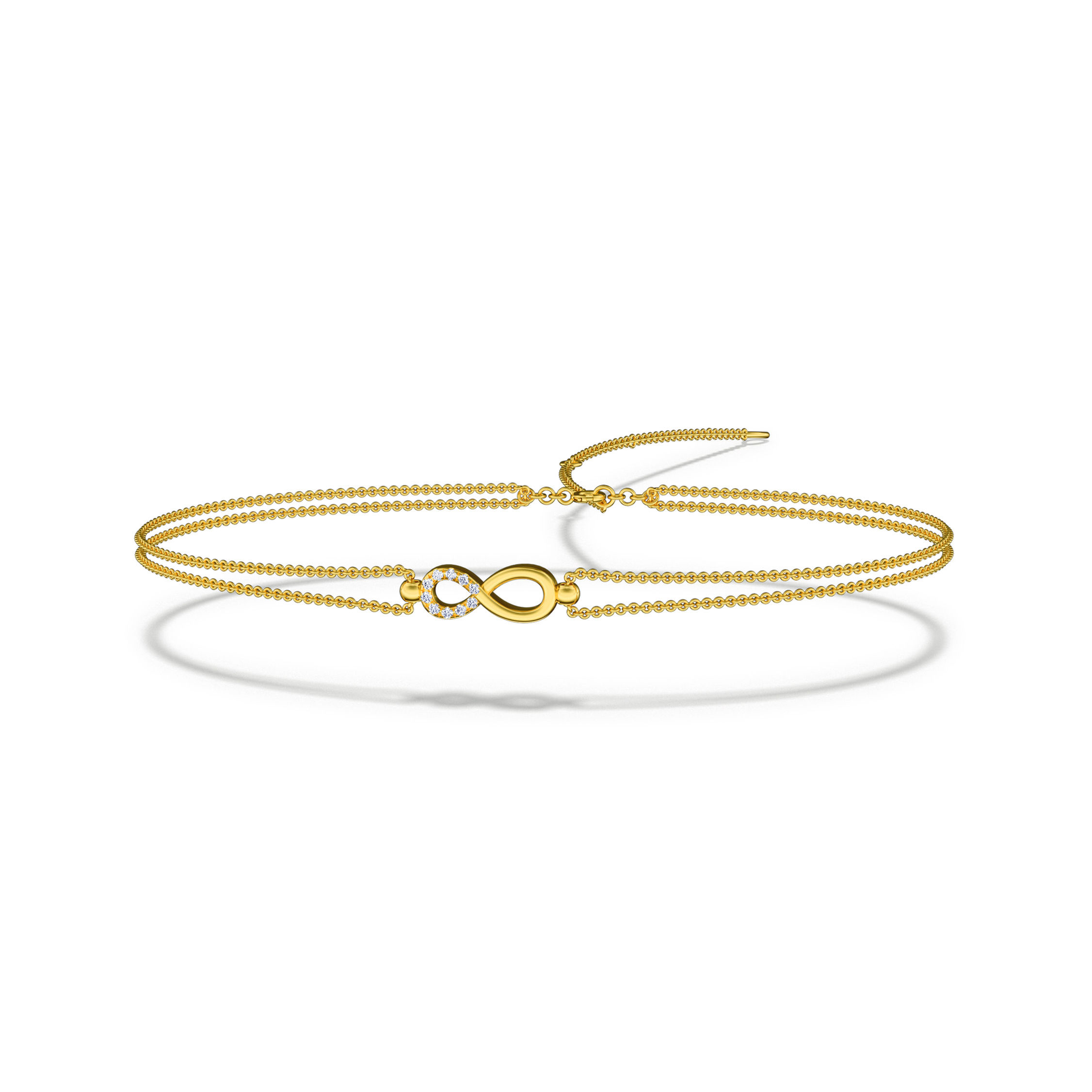 Bracelet·Lien Éternel|Eternal Bond Pave Round Bracelet|18K Yellow Gold