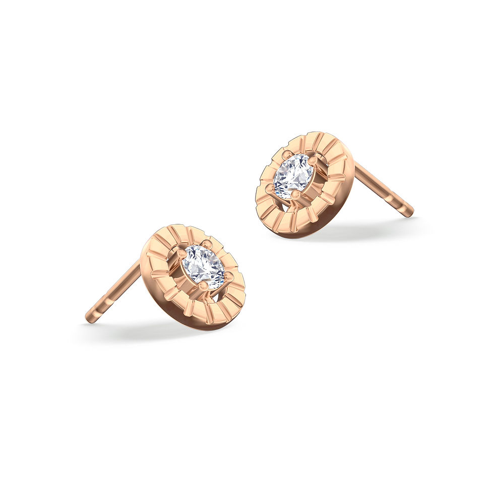Thumbnail: Daily Wear 4-Prong Enhancing Round Diamond Stud Earrings|18K Rose Gold
