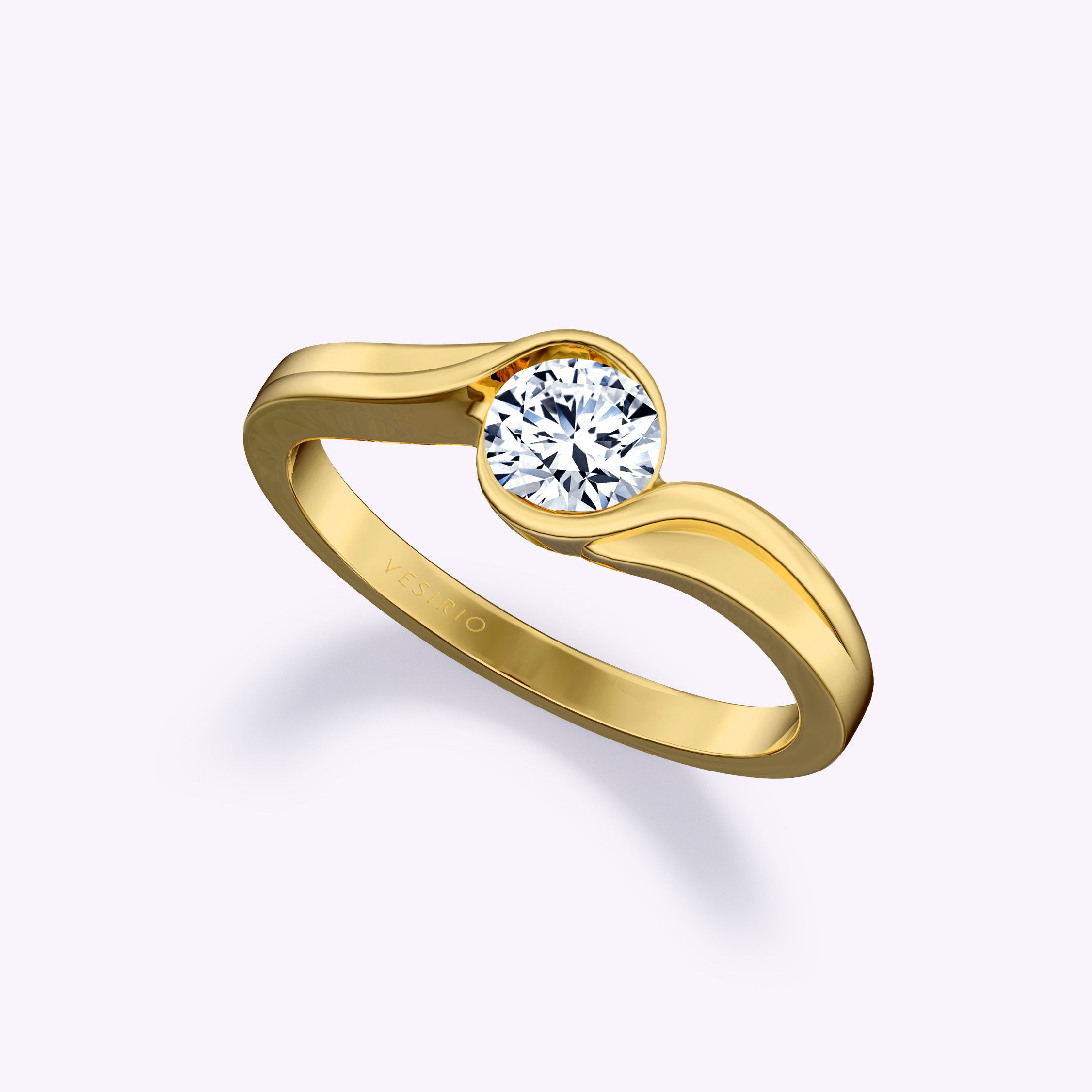 Simple Sleek Twisted-Shank Tension Engagement Ring | 18K Yellow Gold