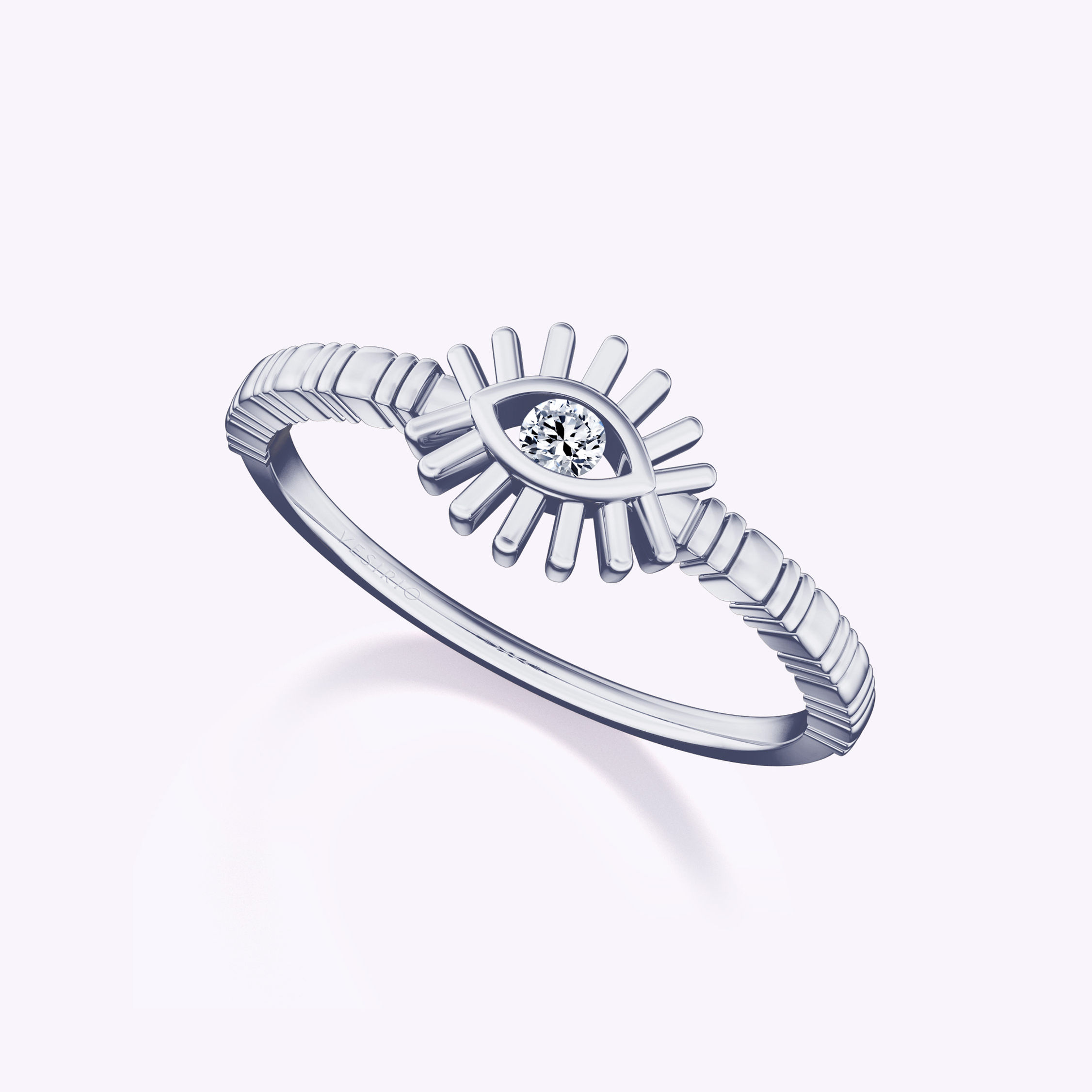 Dainty Eye-Shaped Round Tension Engagement Ring|18K White Gold | Platinum