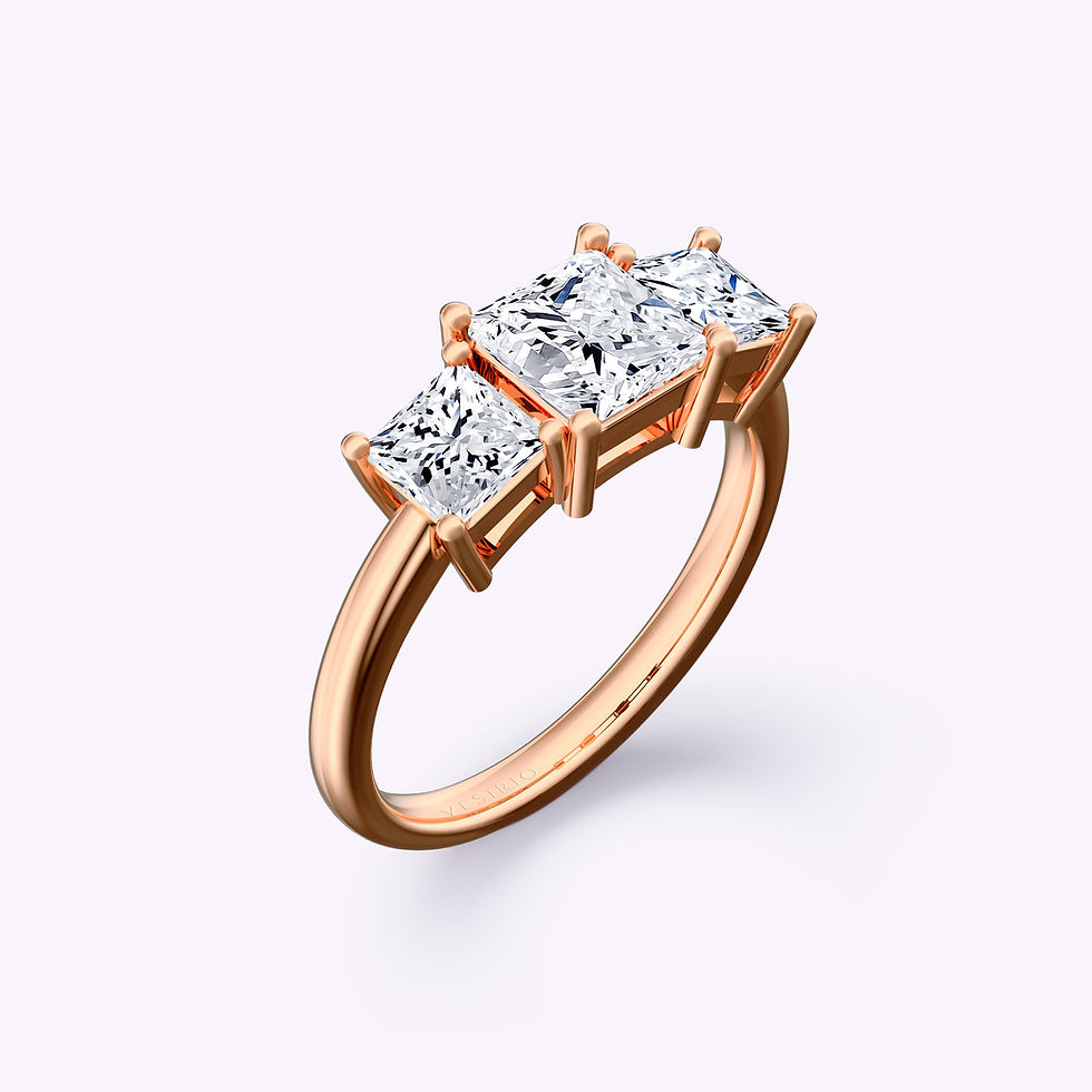 Classic Three-Stone Princess Diamond Engagement Ring | 18K Rose Gold