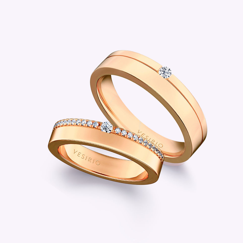 Simple Chic Pavé Matching Couple Ring | 18K Rose Gold