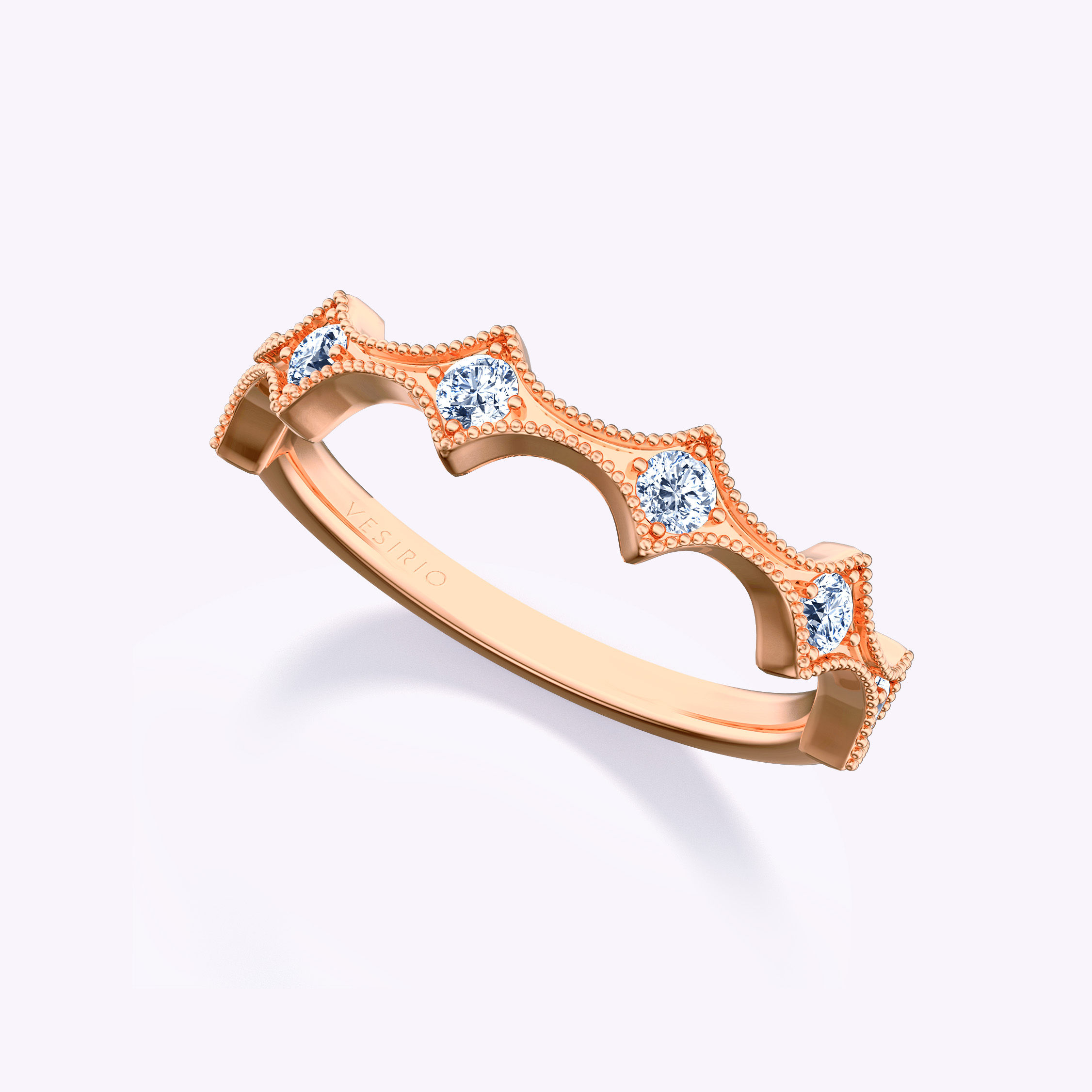 Vintage Dainty Milgrain Round Enternity Ring | 18K Rose Gold