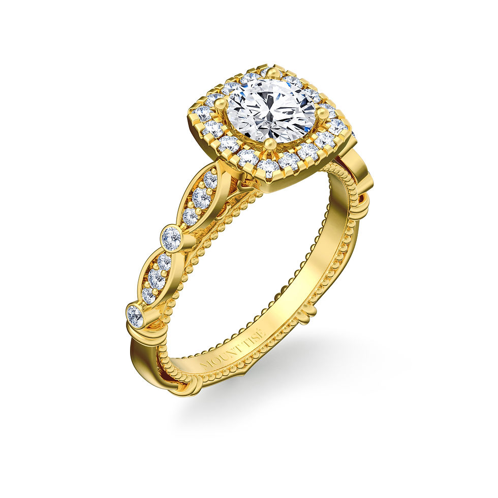 Thumbnail: Valse Viennoise Vintage Milgrain Halo Engagement Diamond Ring YG