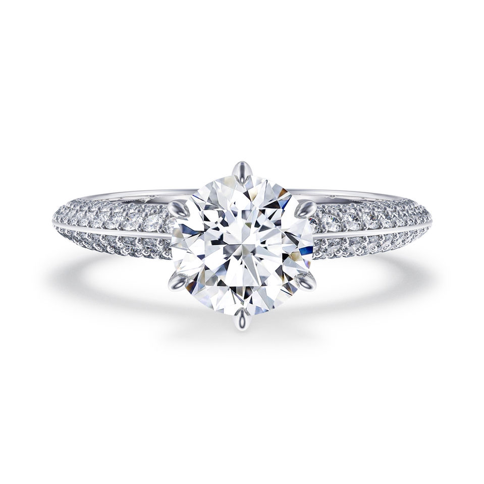 Vintage Six-prong Pave Shank Diamond Engagement Ring