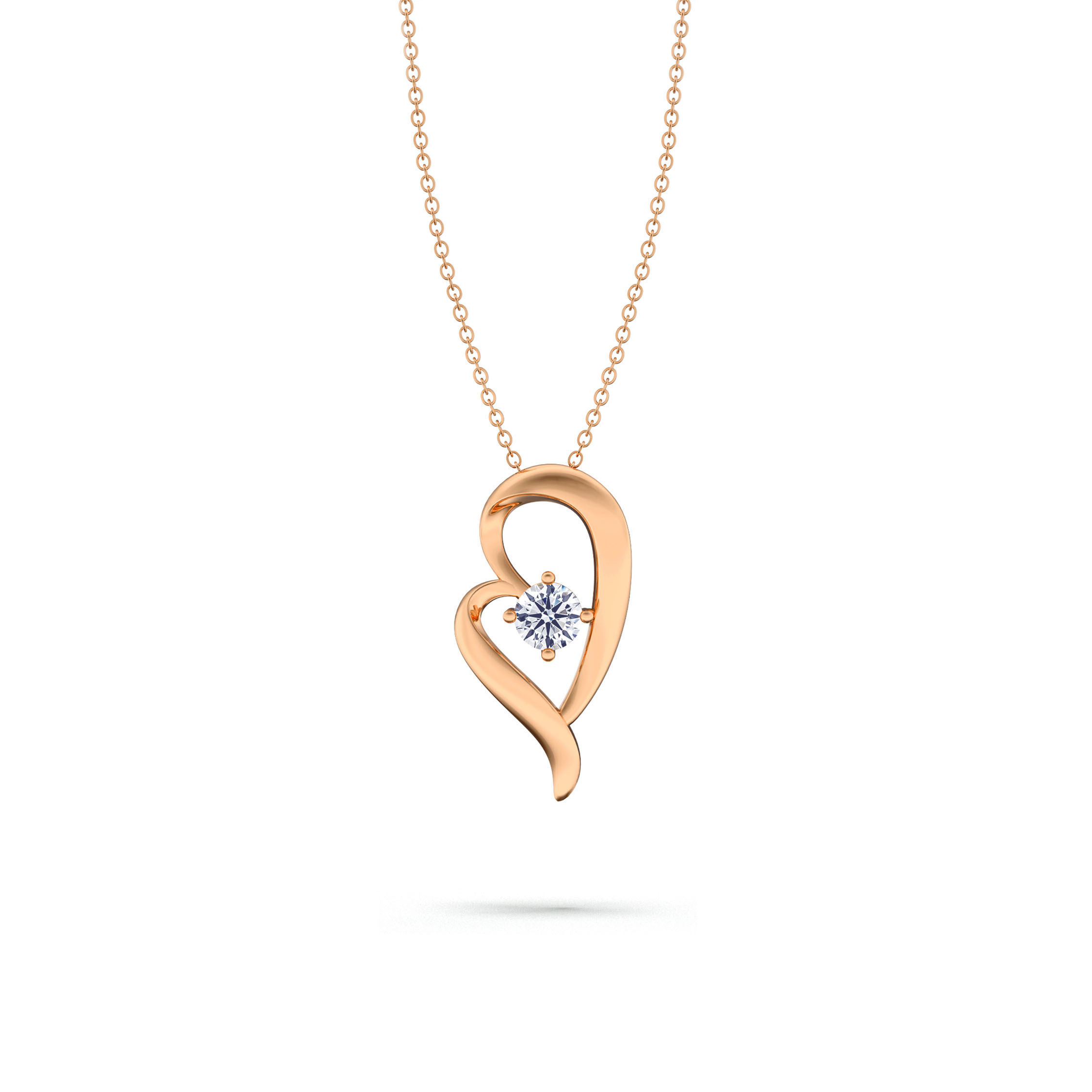 Necklace·Valse du Cœur|Fashion Streamlined Heart Shaped Necklace|18K Rose Gold