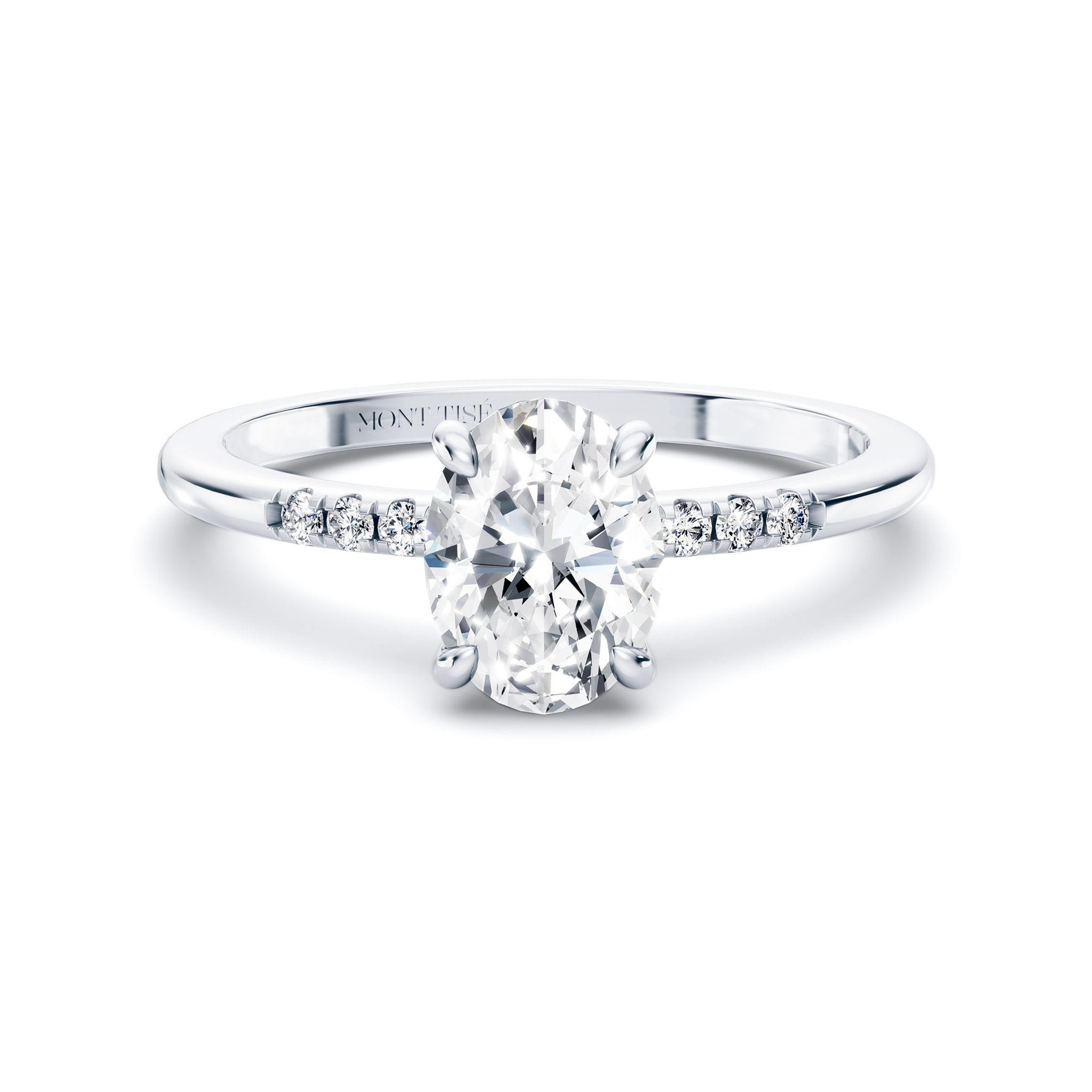 Moment Figé | Simplified Pavé Shank Oval Cut Diamond Modern Engagement Ring