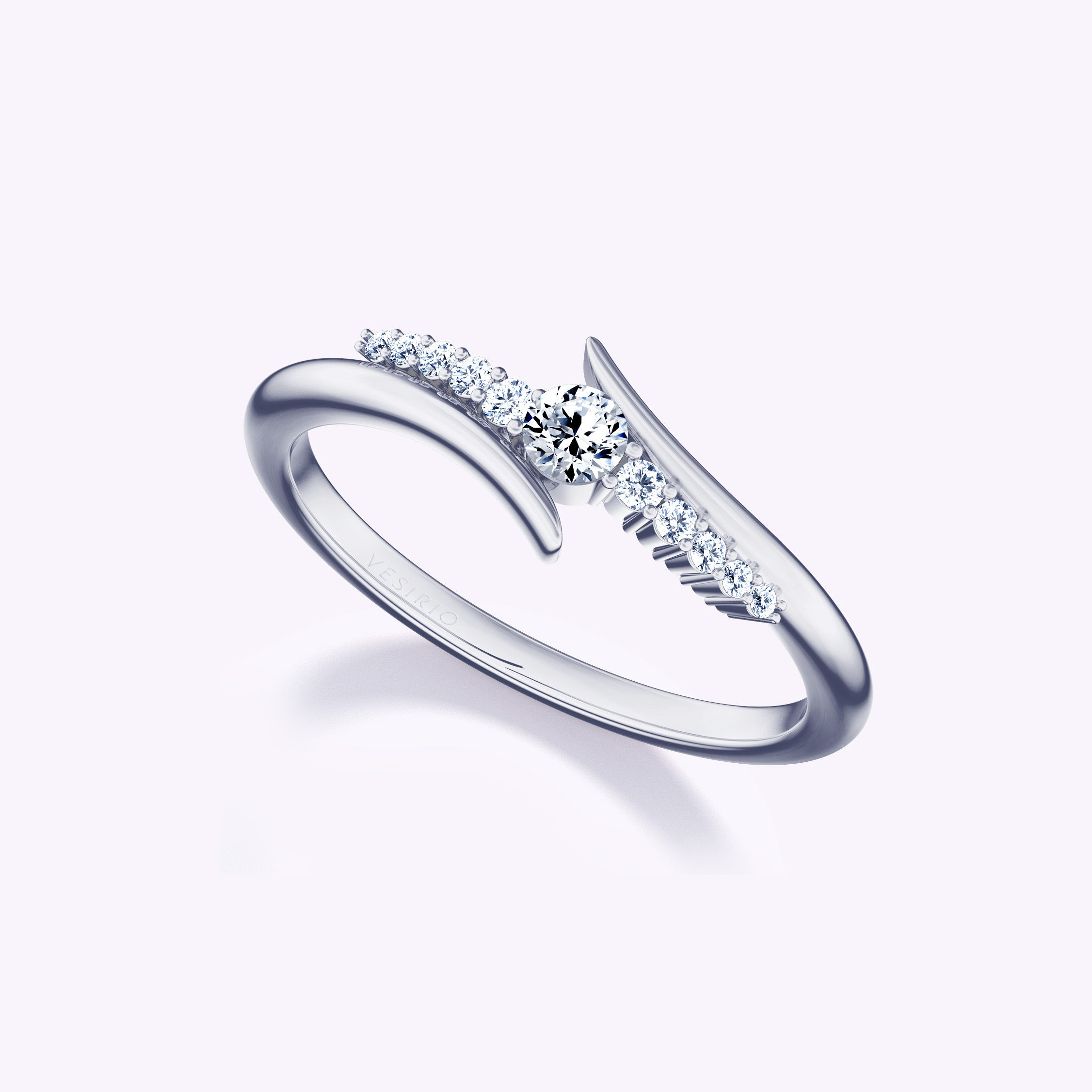 Dainty Niche Twisted Shank Tension Engagement Ring|18K White Gold | Platinum
