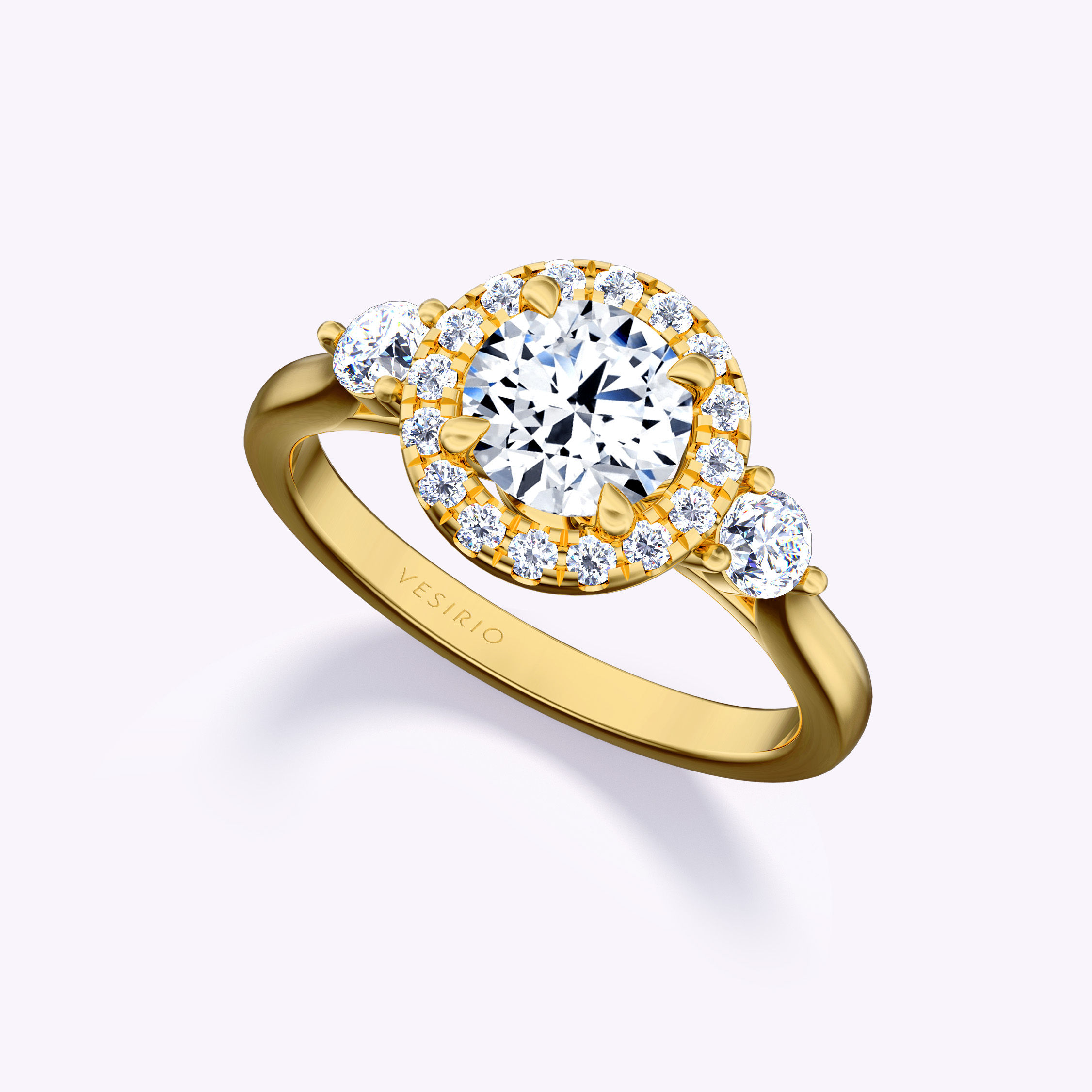 Deluxe Elegant Halo 4-Prong Engagement Ring | 18K Yellow Gold