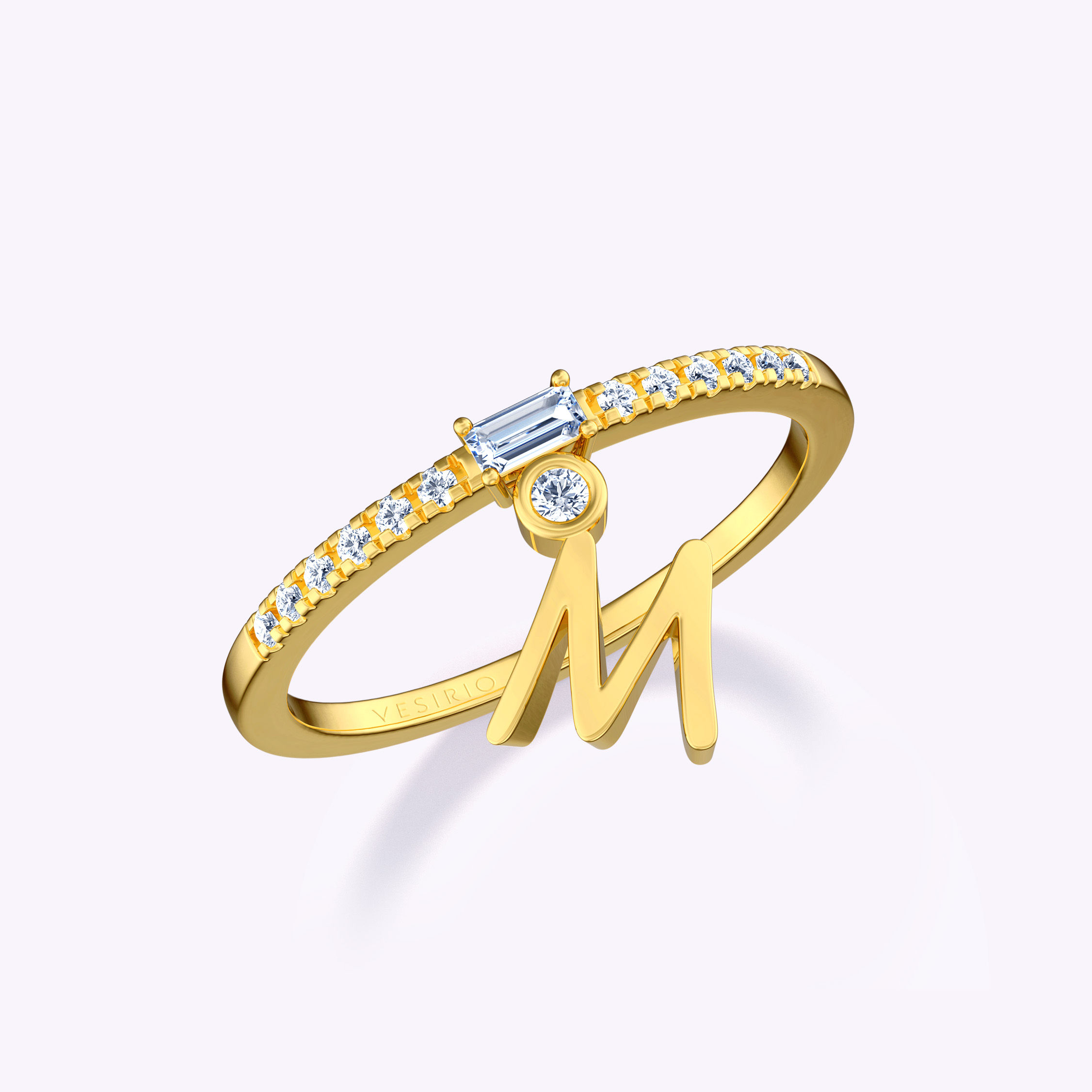 Modern Unique Initial M Diamond Ring | 18K Yellow Gold