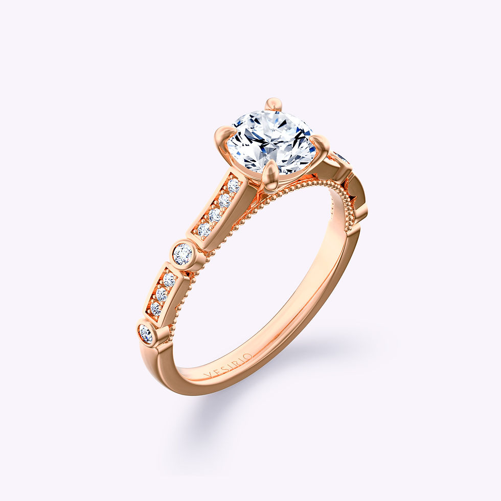 Vintage Exquisite 4-Prong Pavé Round Engagement Ring | 18K Rose Gold