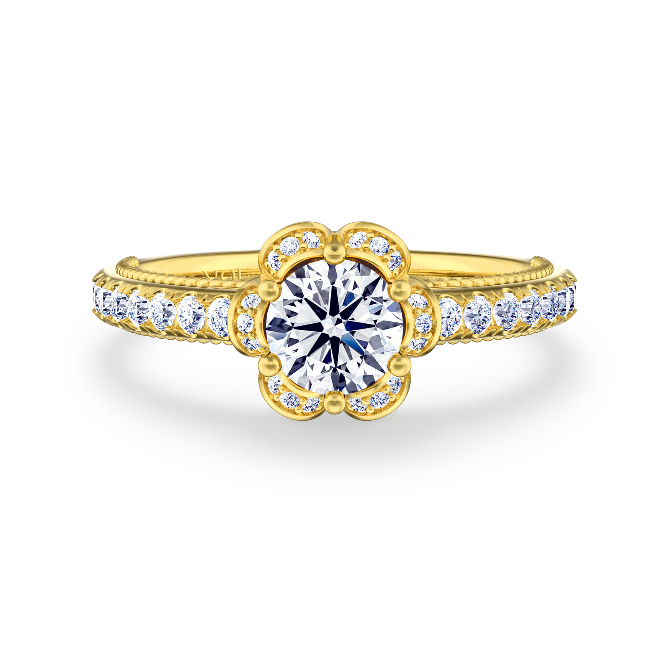 Fleur de Rêve Graceful Stylish Floral Engagement Diamond Ring YG