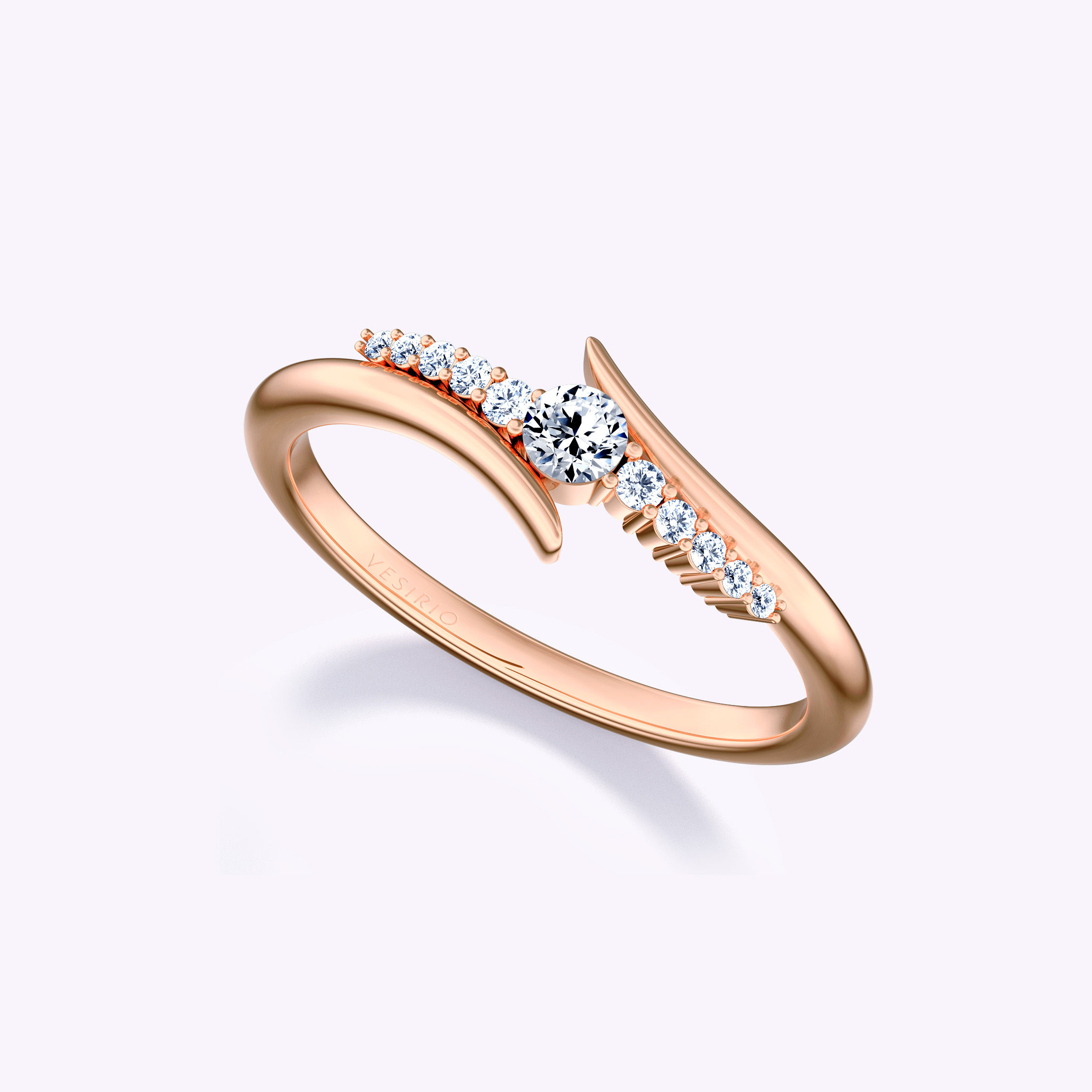 Dainty Niche Twisted Shank Tension Engagement Ring | 18K Rose Gold