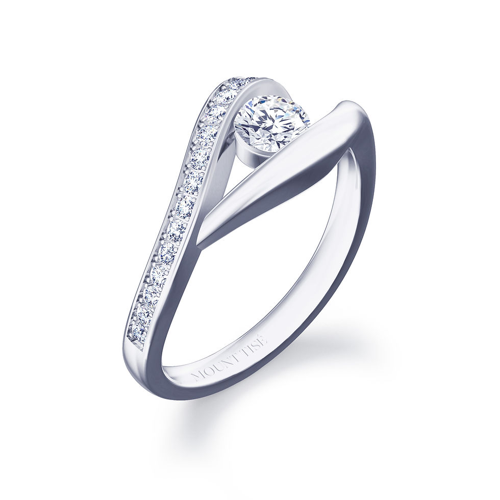 Thumbnail: Majestueuse Collection|Hollow Design Shank Tension Set Engagement Diamond Ring