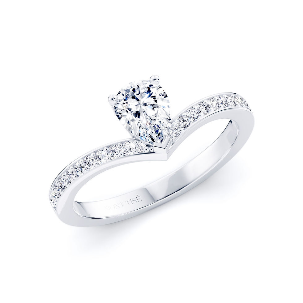 Thumbnail: Diadème Vénus | V-shaped Pavé Shank Pear Cut Diamond Engagement Ring