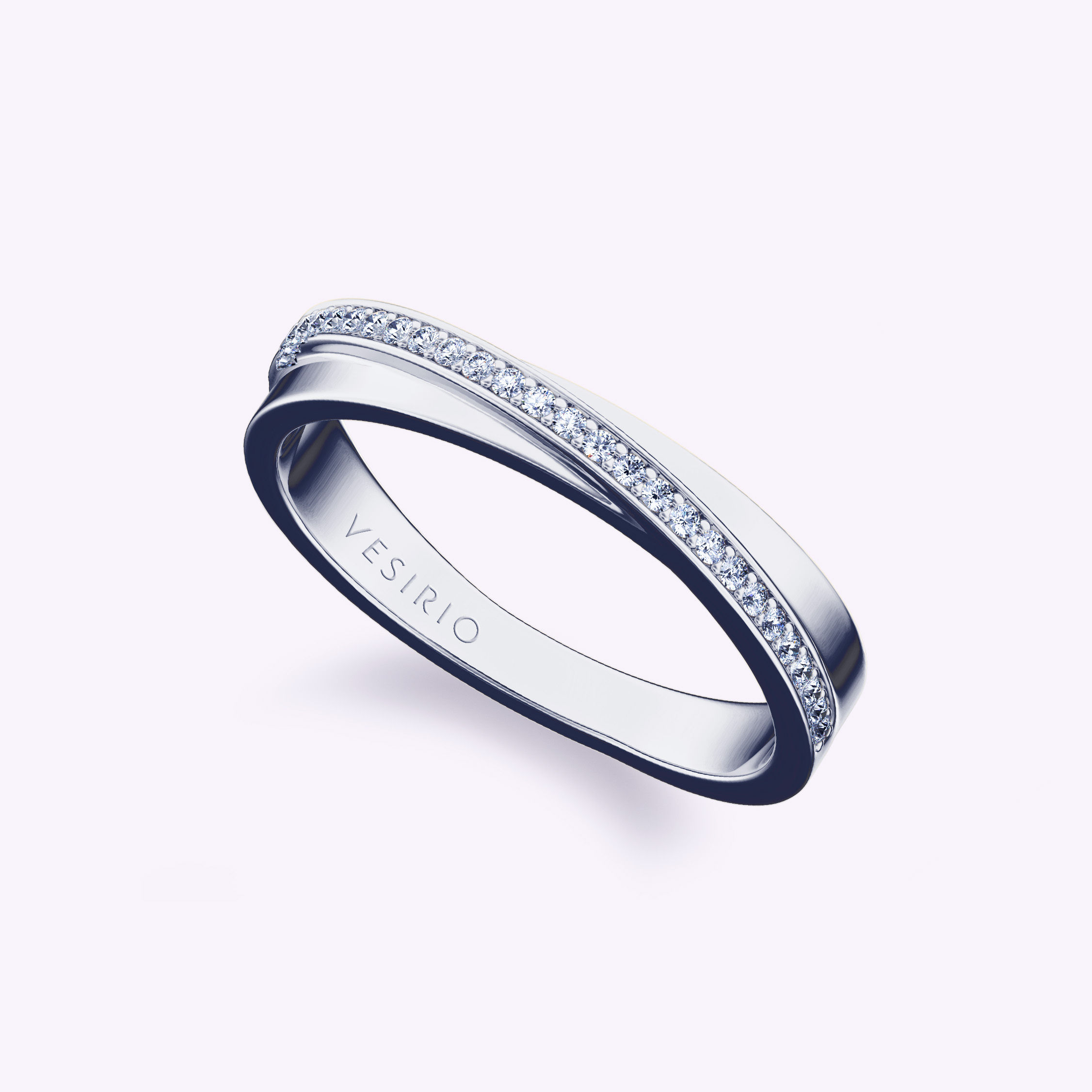 Exquisite Interlaced Curves Pavé Wedding Ring | 18K White Gold | Platinum