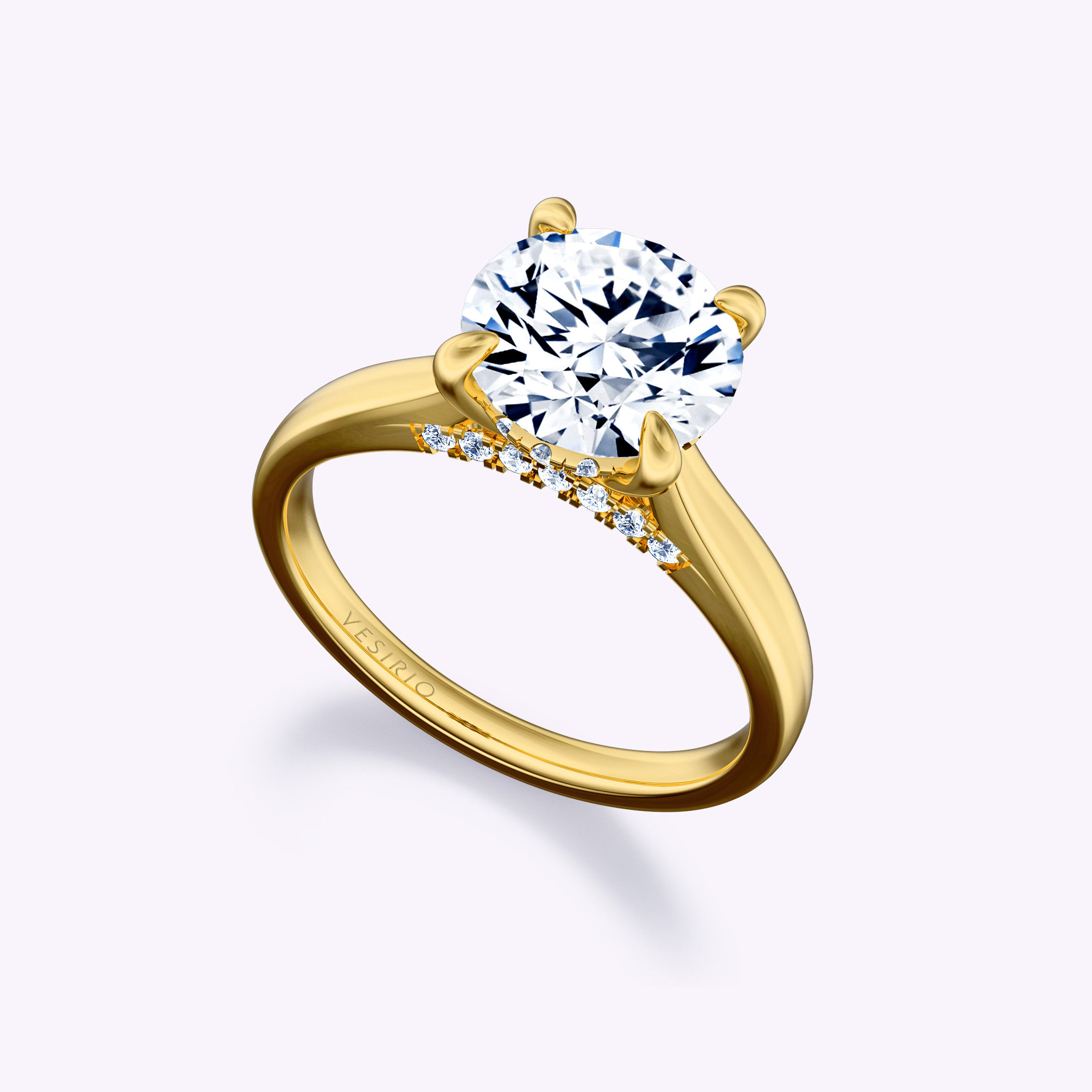 Classic Cathedral 4-Prong Engagement Diamond Ring | 18K Yellow Gold