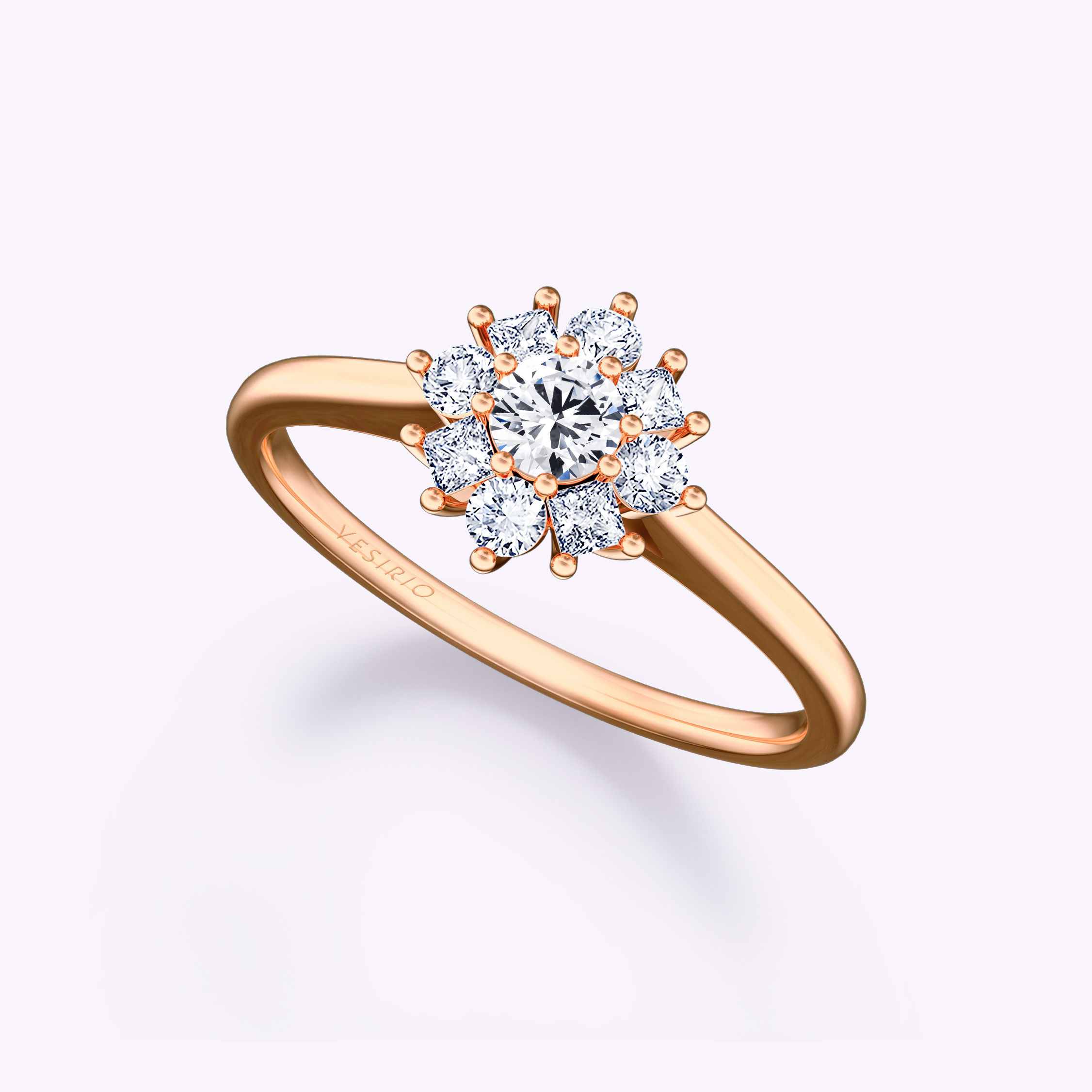 Modern Dainty Spring Floral Diamond Ring | 18K Rose Gold