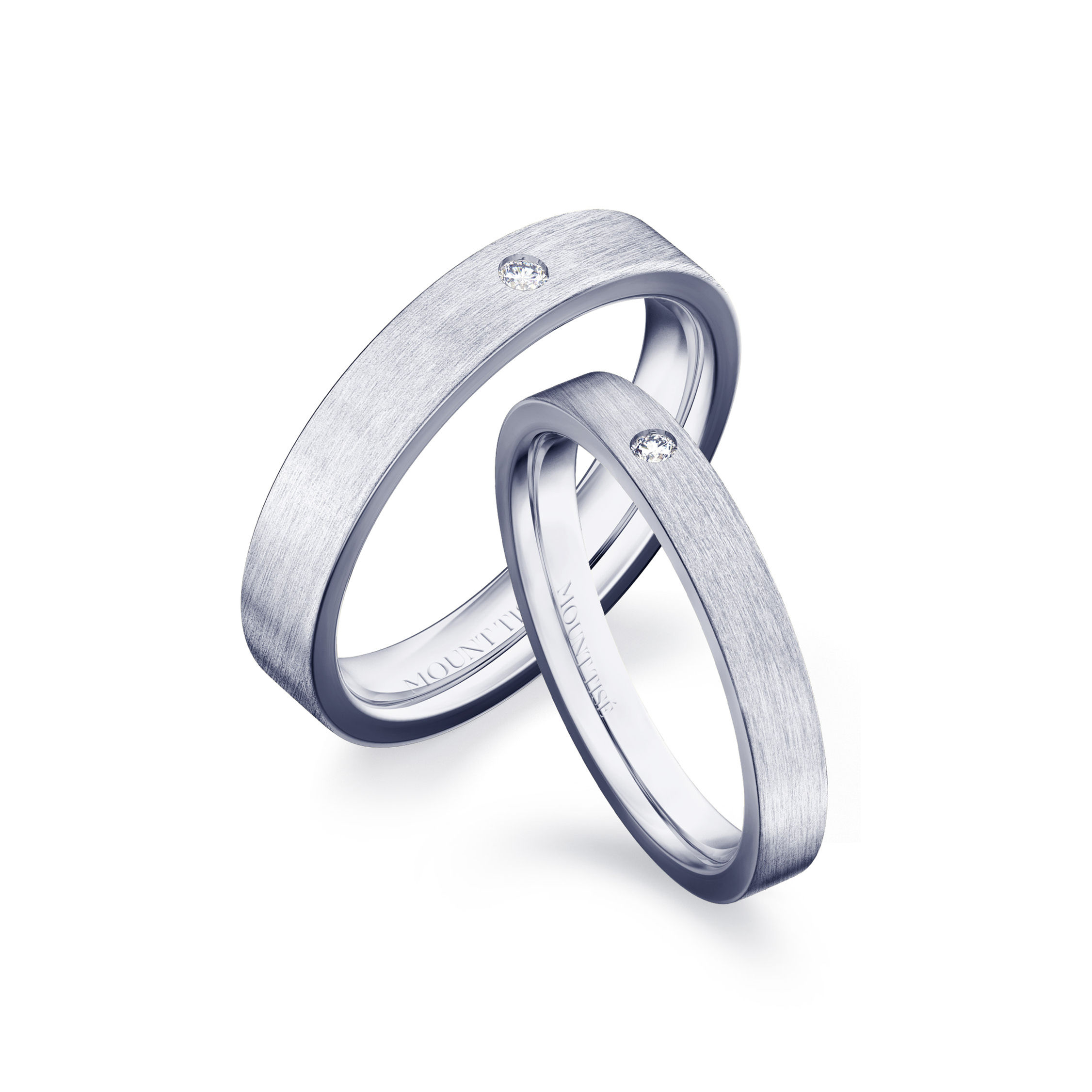 Couple's Ring·Rayon Texturé | Simple Brushed Diamond Wedding Ring WG