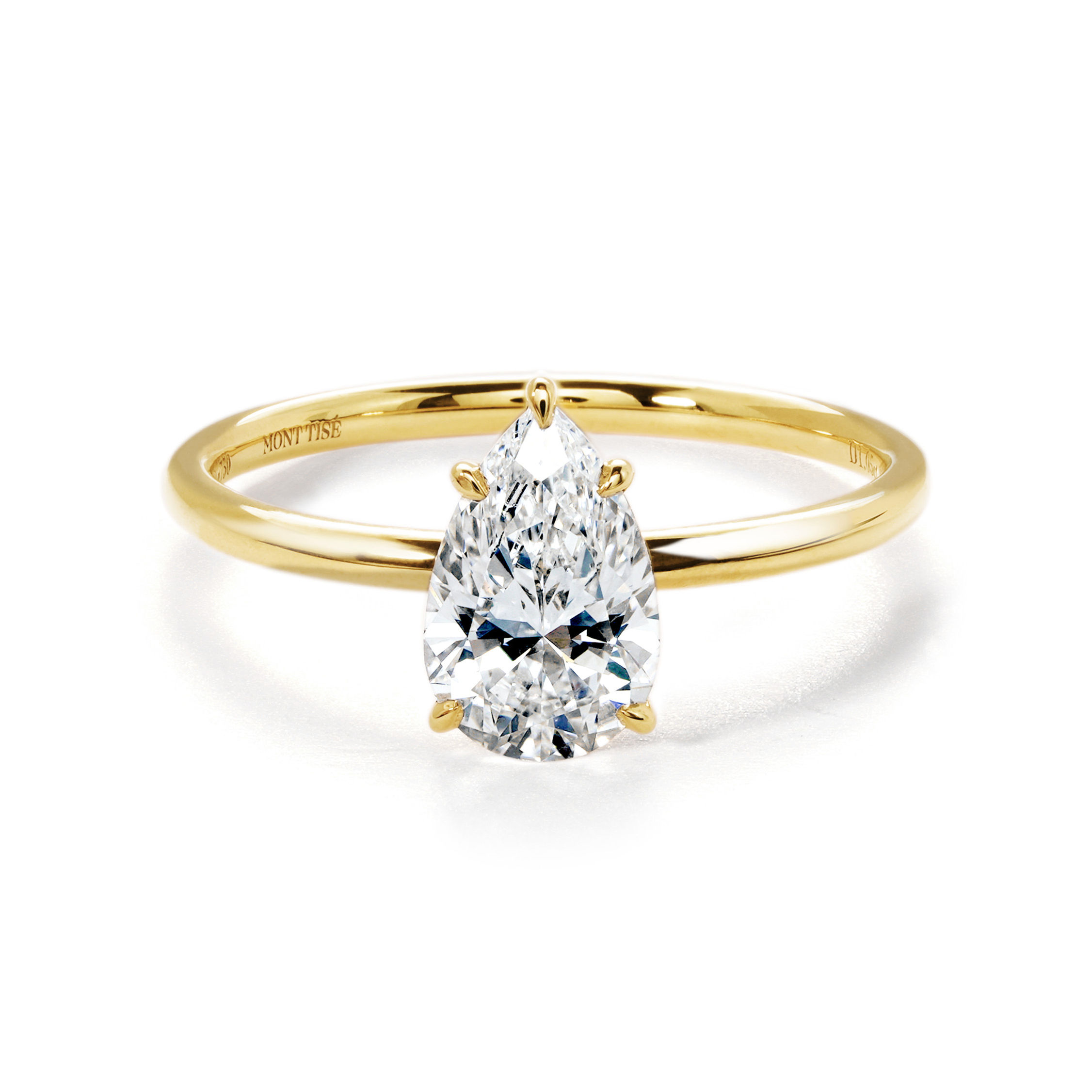 Goutte de Joie · Dainty Shank Solitaire Pear Shaped Diamond Engagement Ring